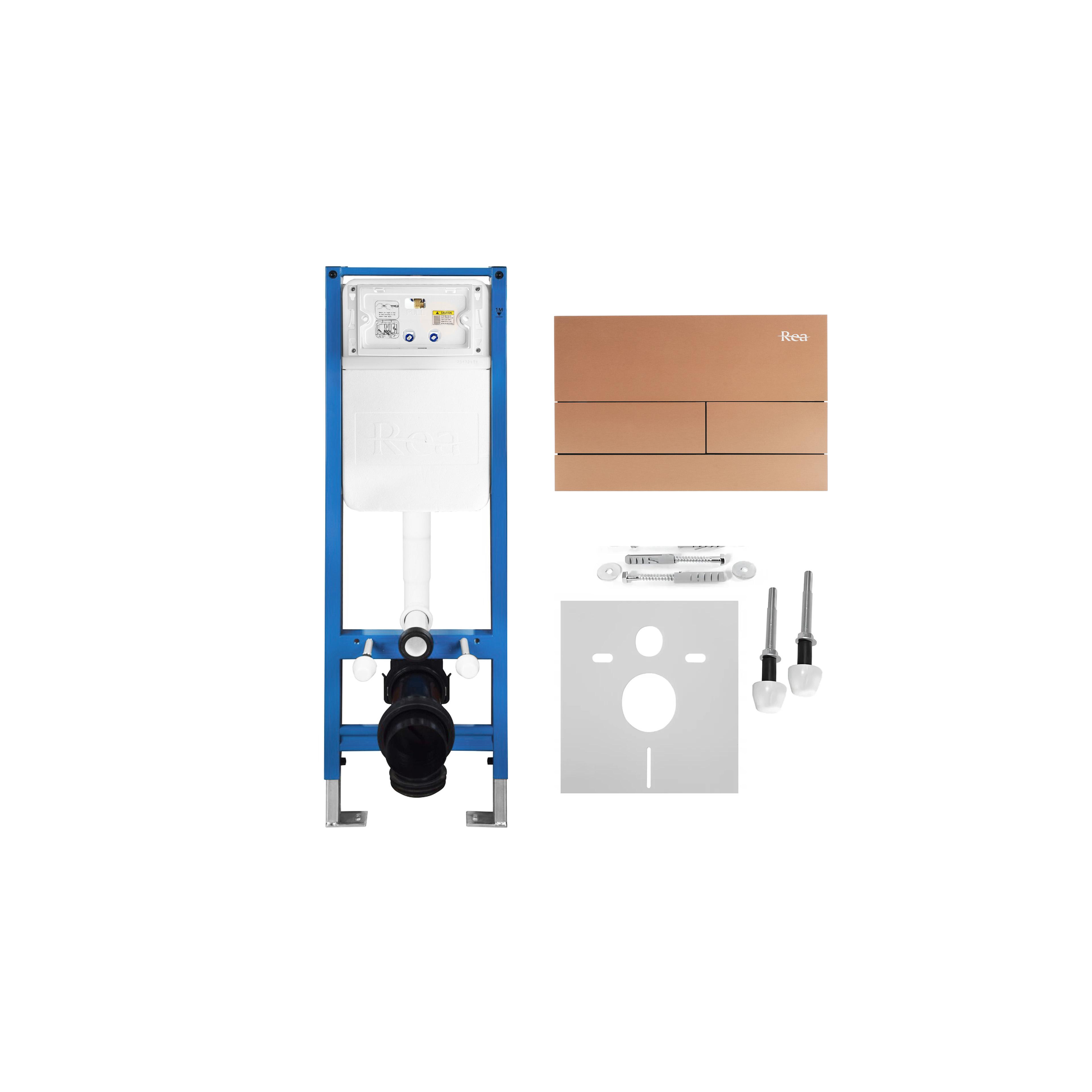 Unterputz-WC-Gestell Set Slim 024N mit T Brush Copper Drückerplatte