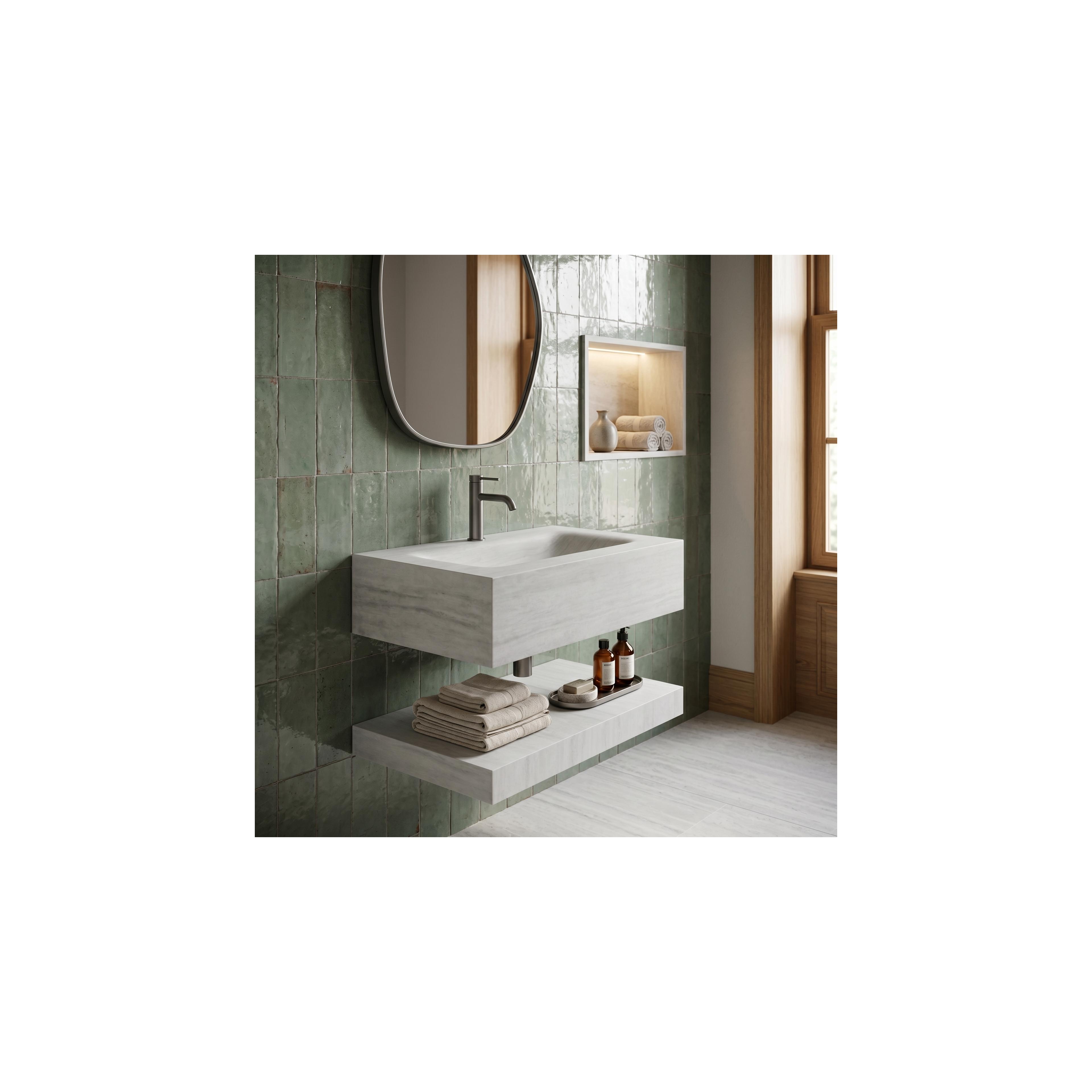 Lavabo suspendu avec étagère Rea Apollo Muralto Roma 70