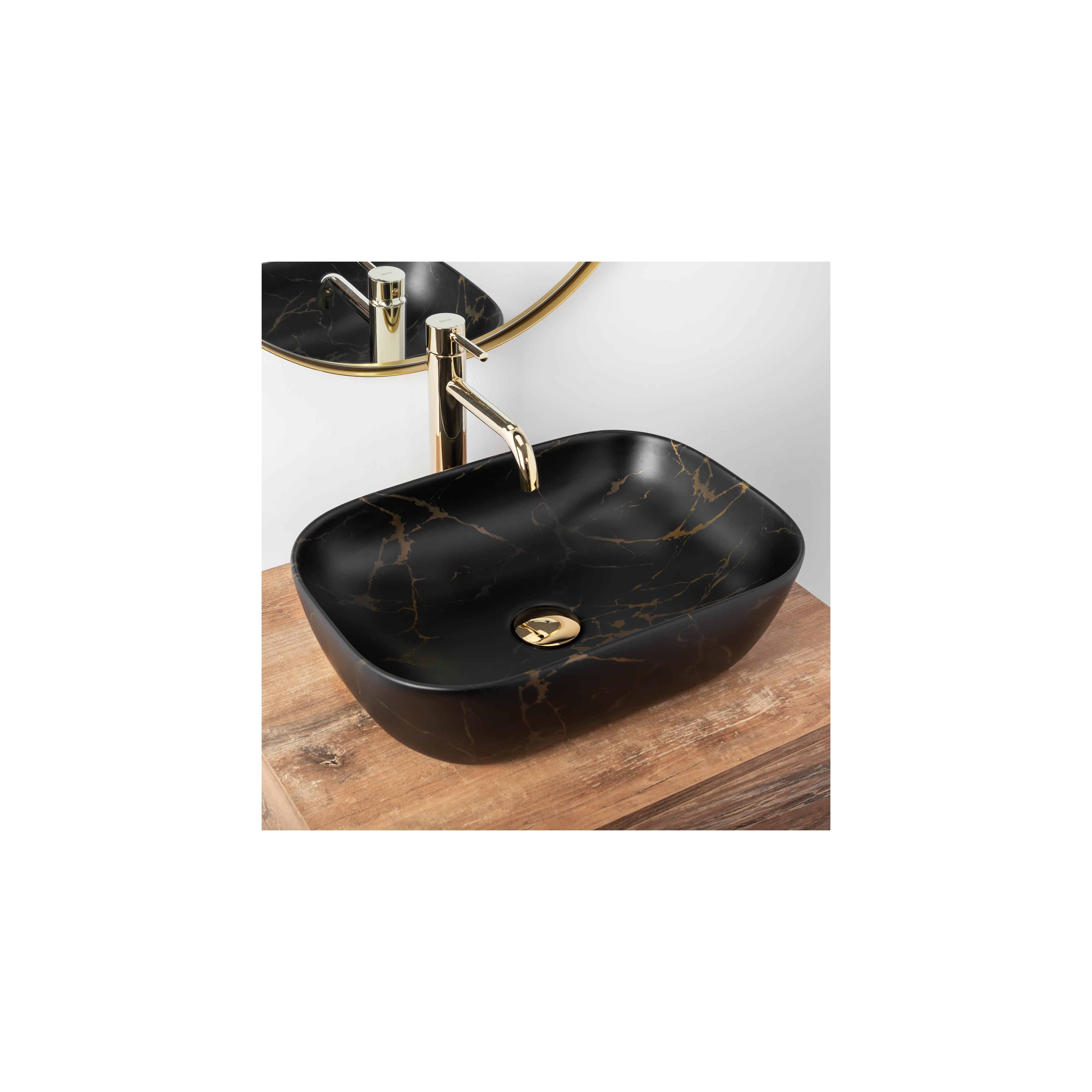 Lavoar pentru blat Rea Belinda Black Marble Mat