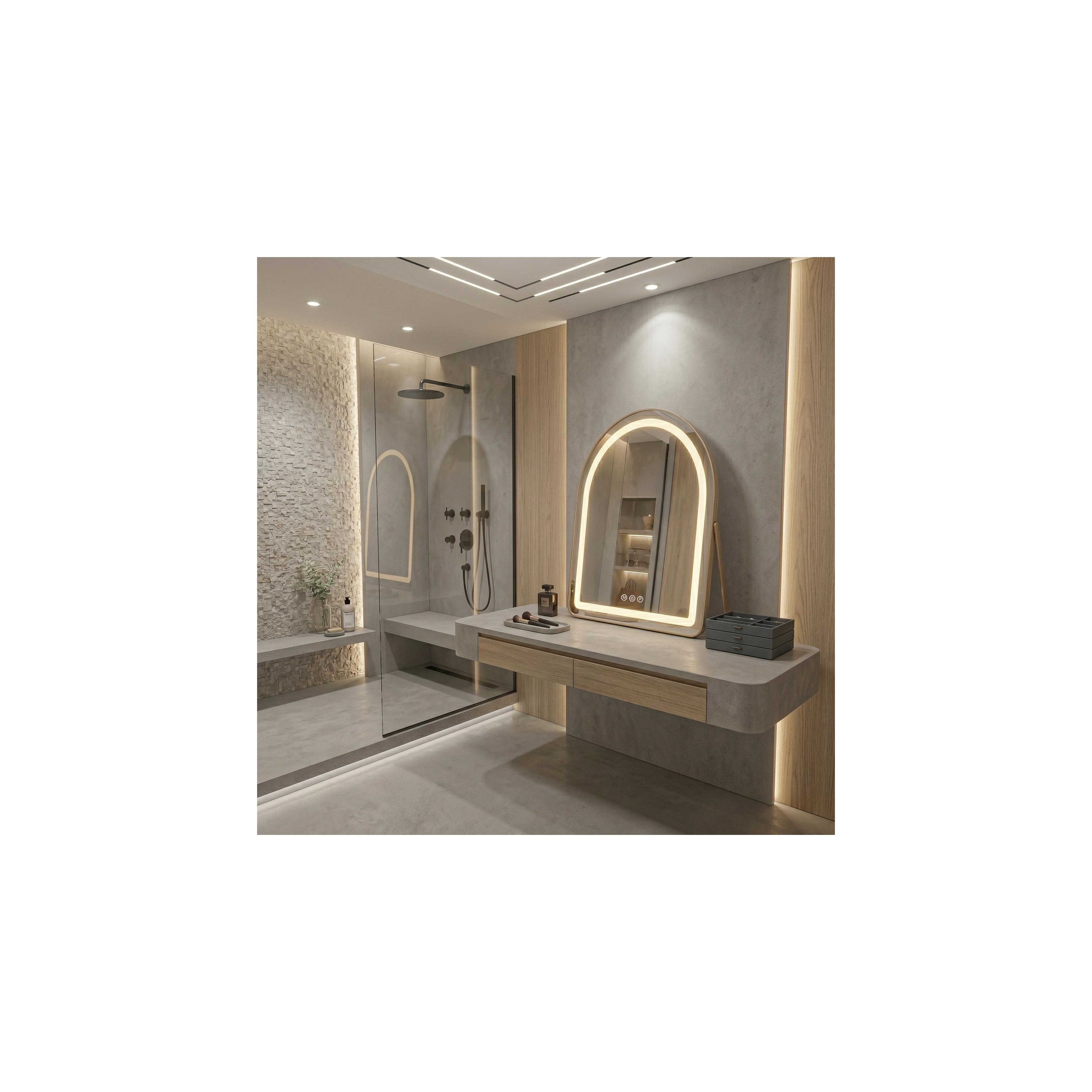 Mirror LED GLAM L.Gold 40x45cm