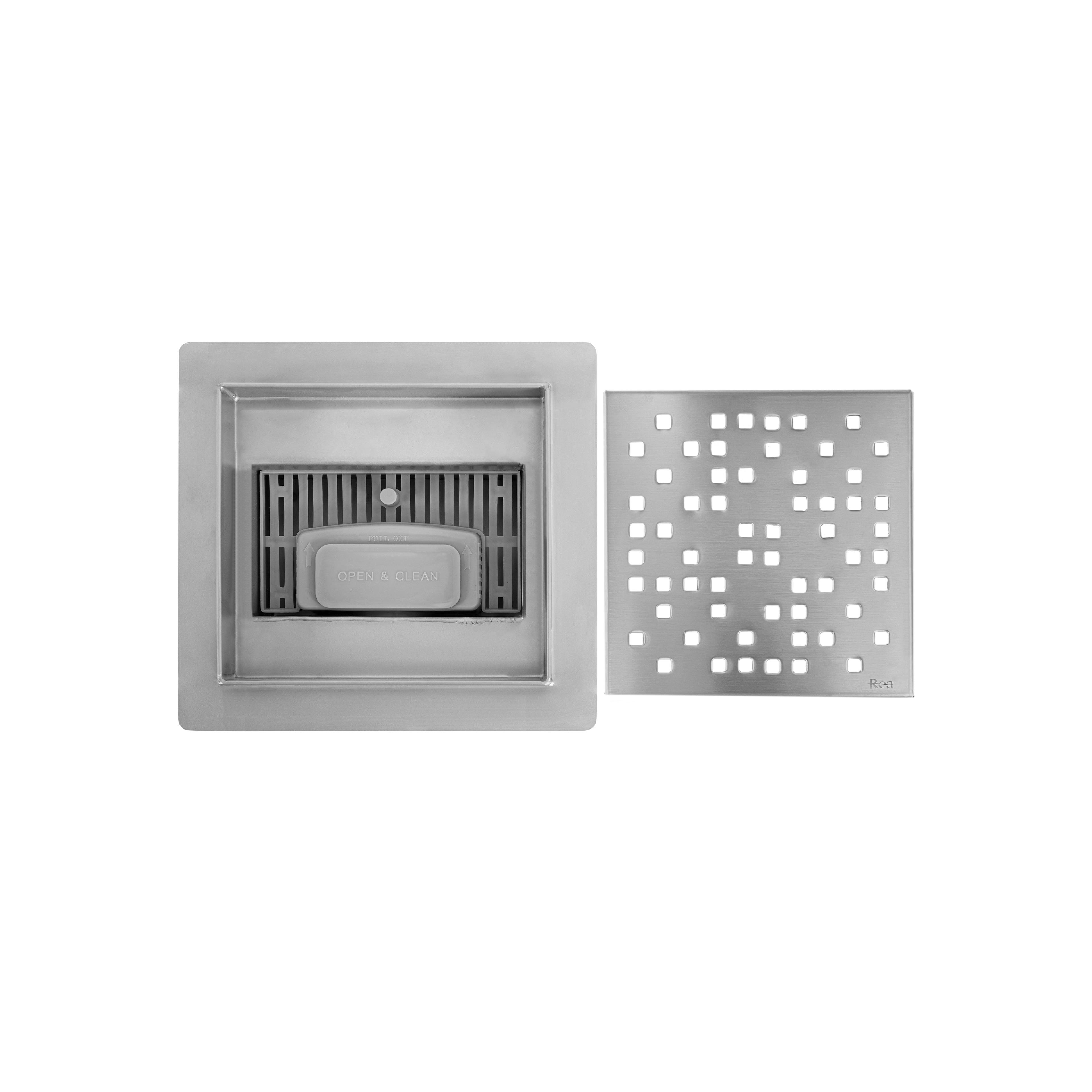 Линеен отводнител REA DOTS 150x150 Nickel Brush
