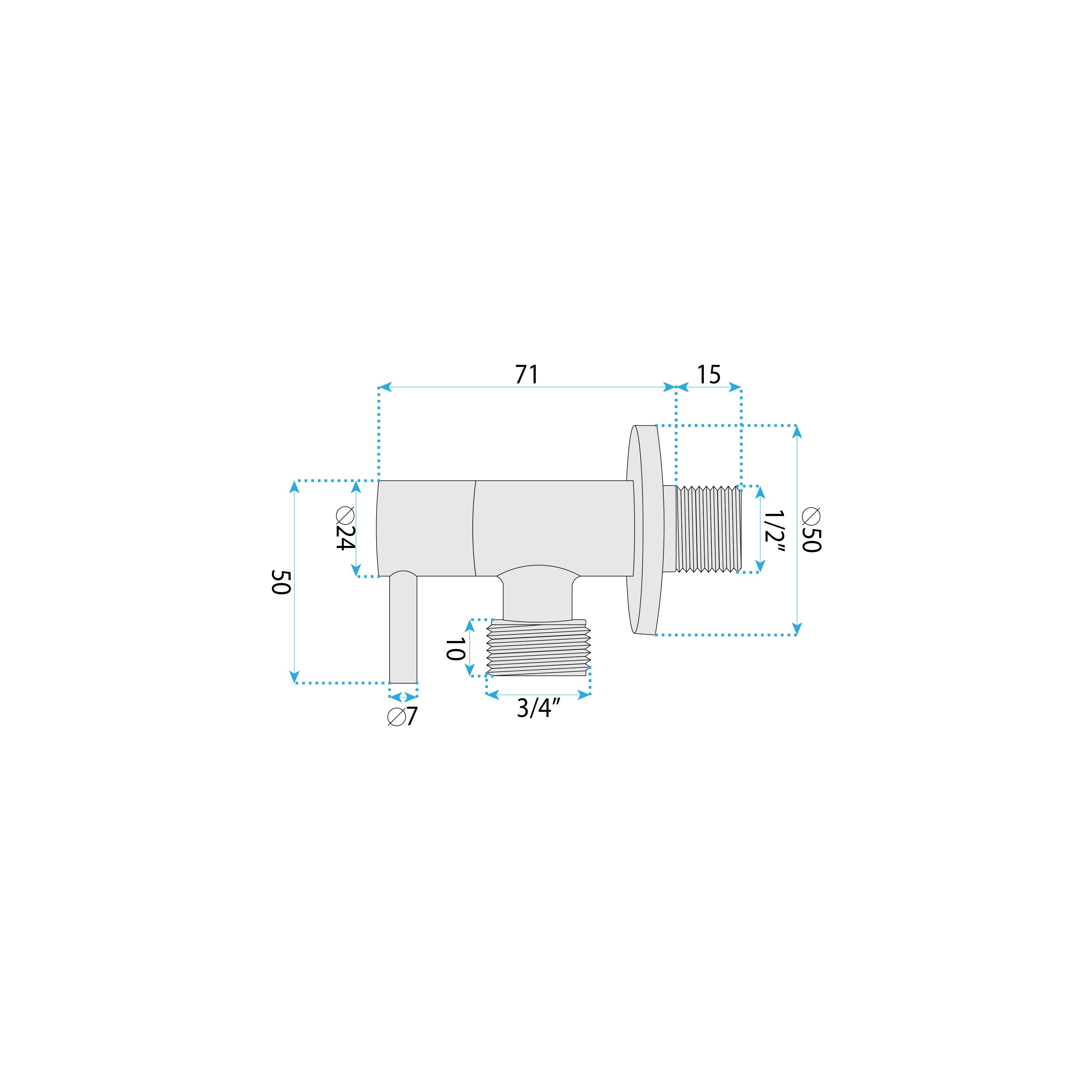 Robinet d’angle 1/2" x 3/4" Chrome