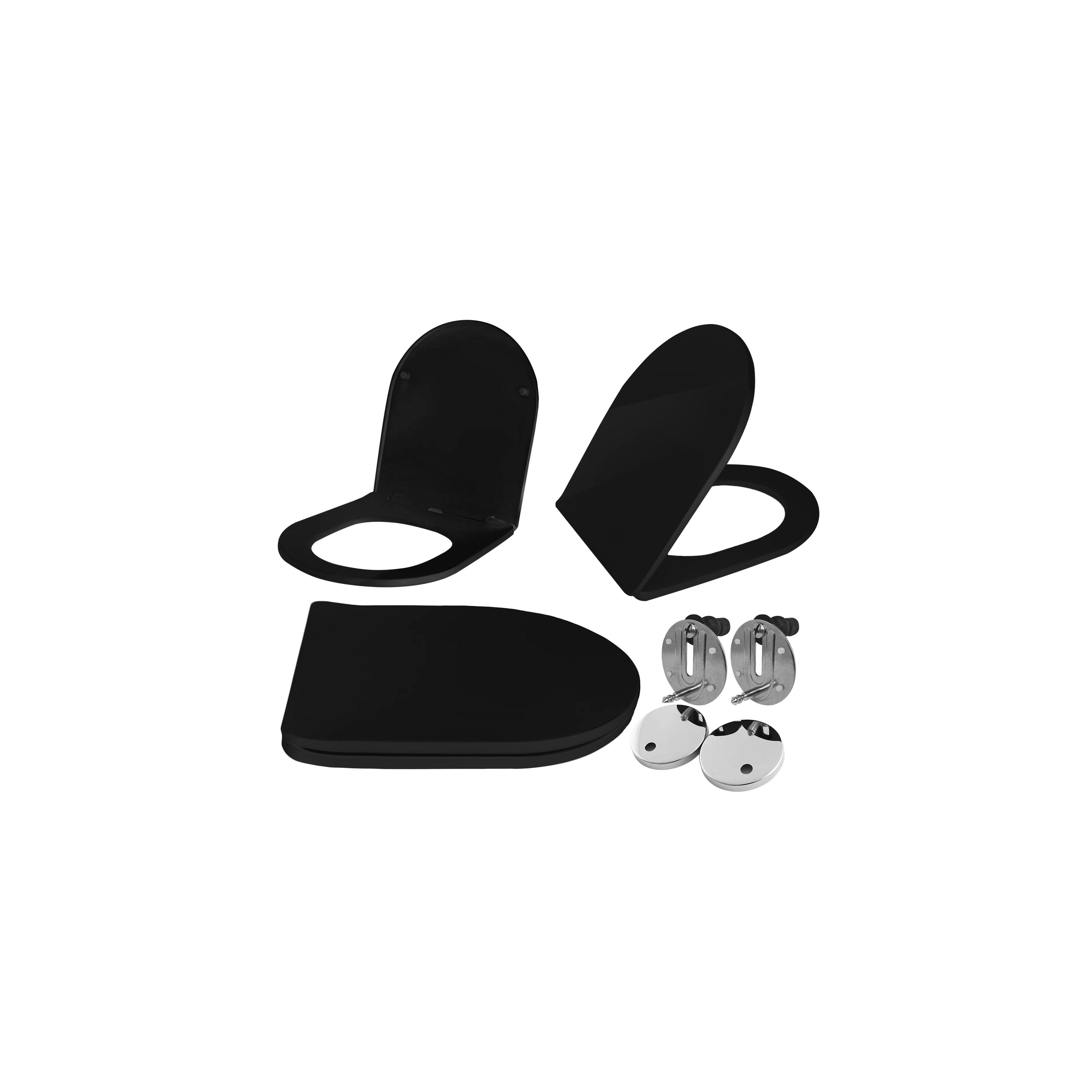 Slow-closing toilet seat CARLO FLAT UF BLACK MATT