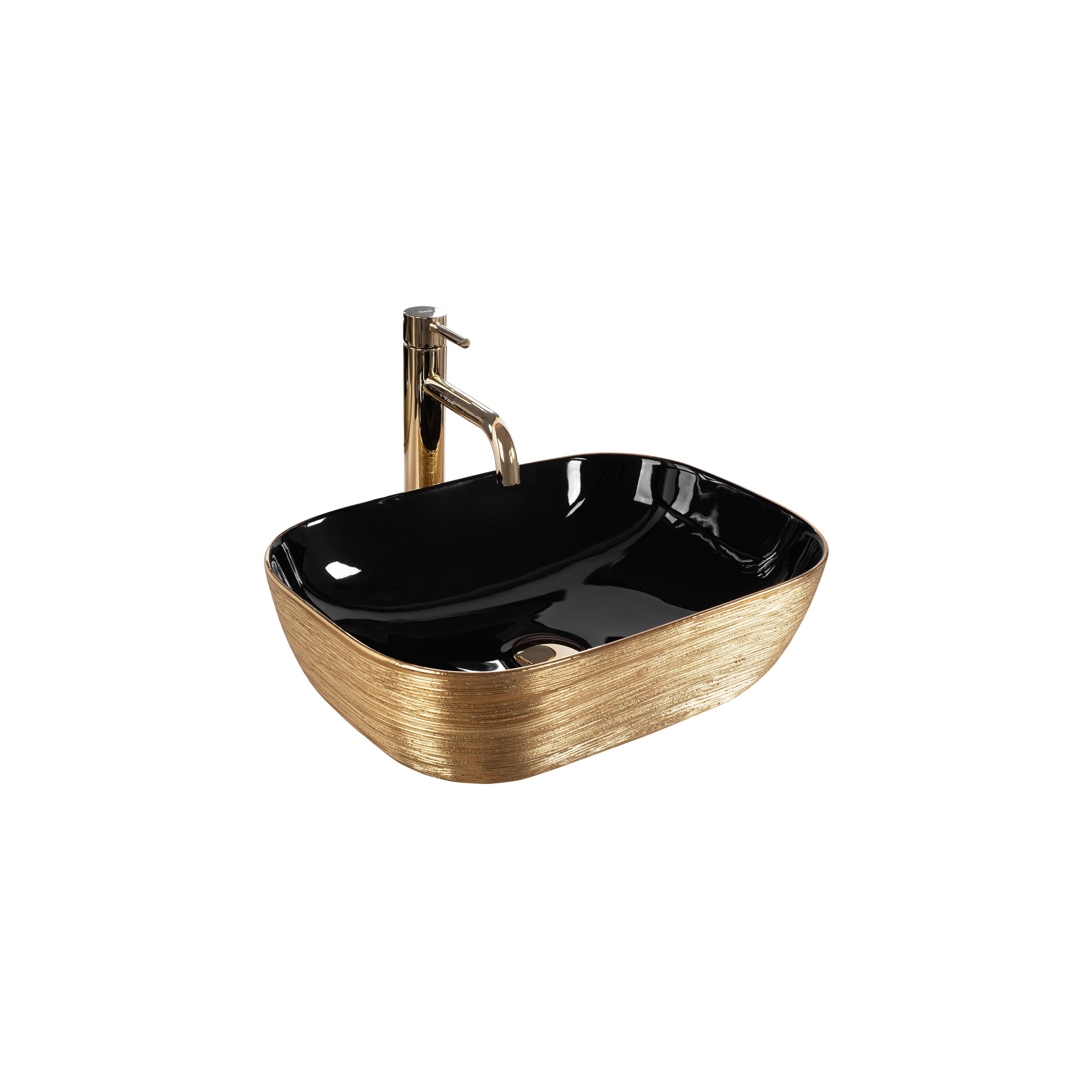 Umywalka nablatowa Rea Belinda BLACK BRUSH GOLD