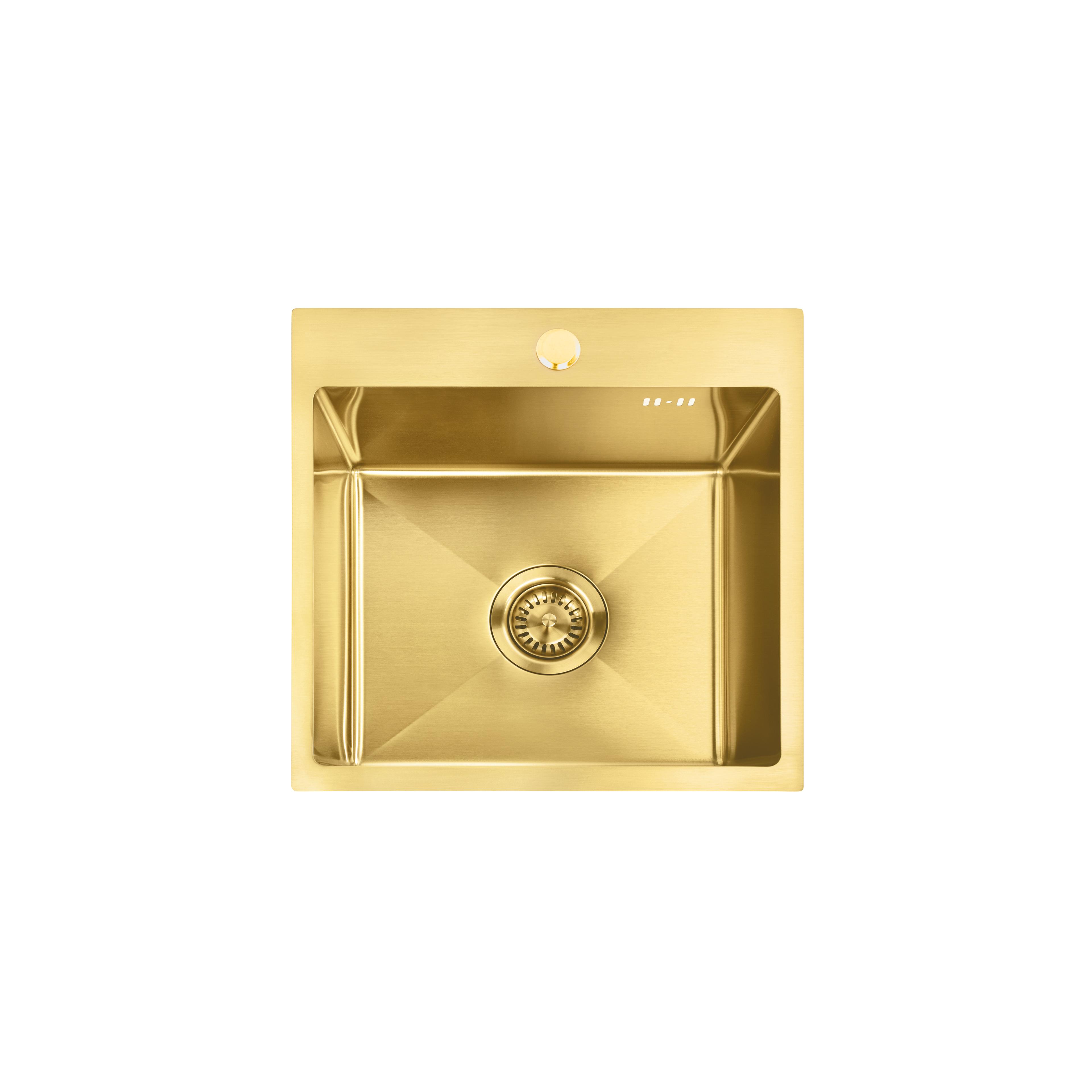 Čelična sudopera sa setom dodataka 3 kom. REA Leo 40 Brush Gold