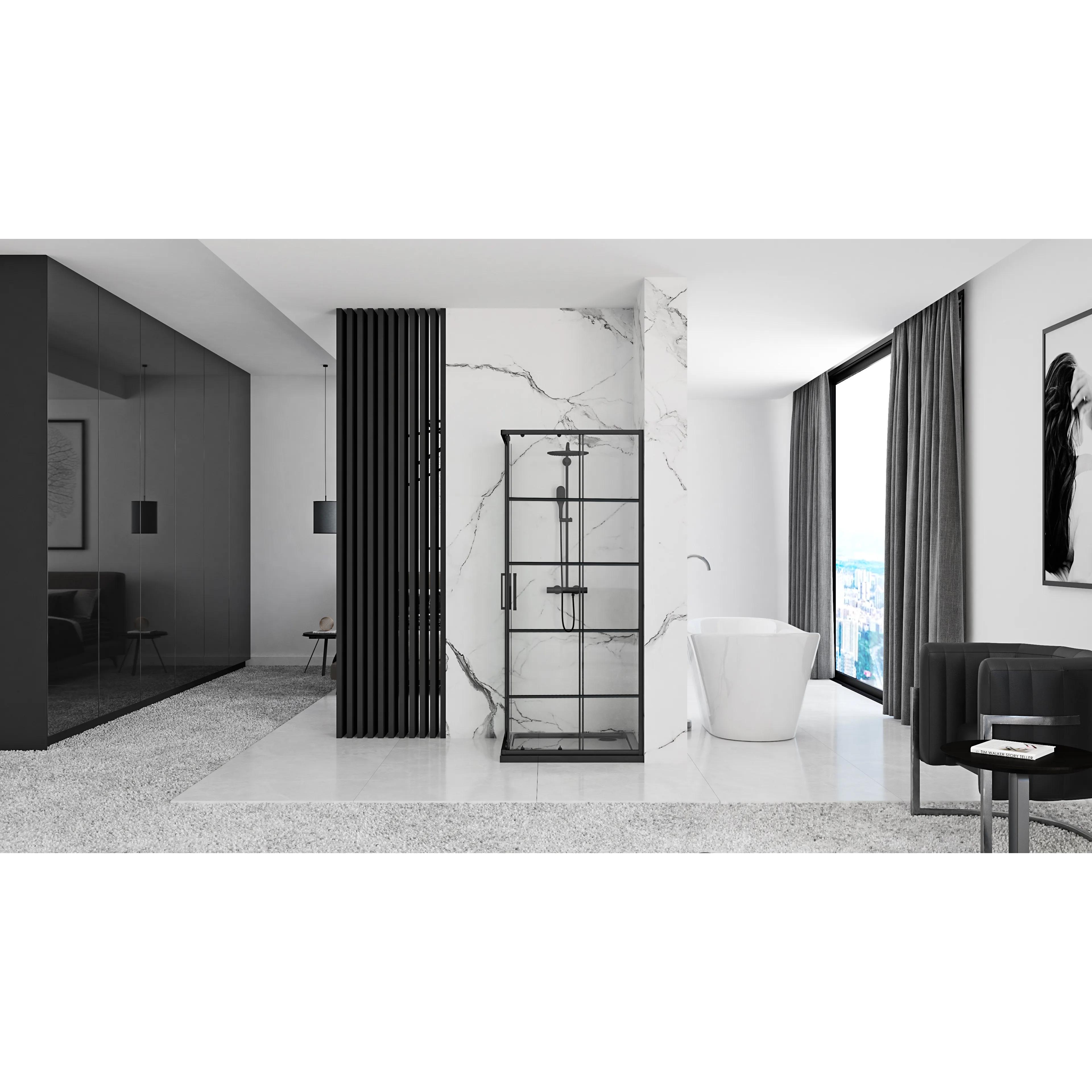 Cabina de dus Rea Concept Black 90x90 cm