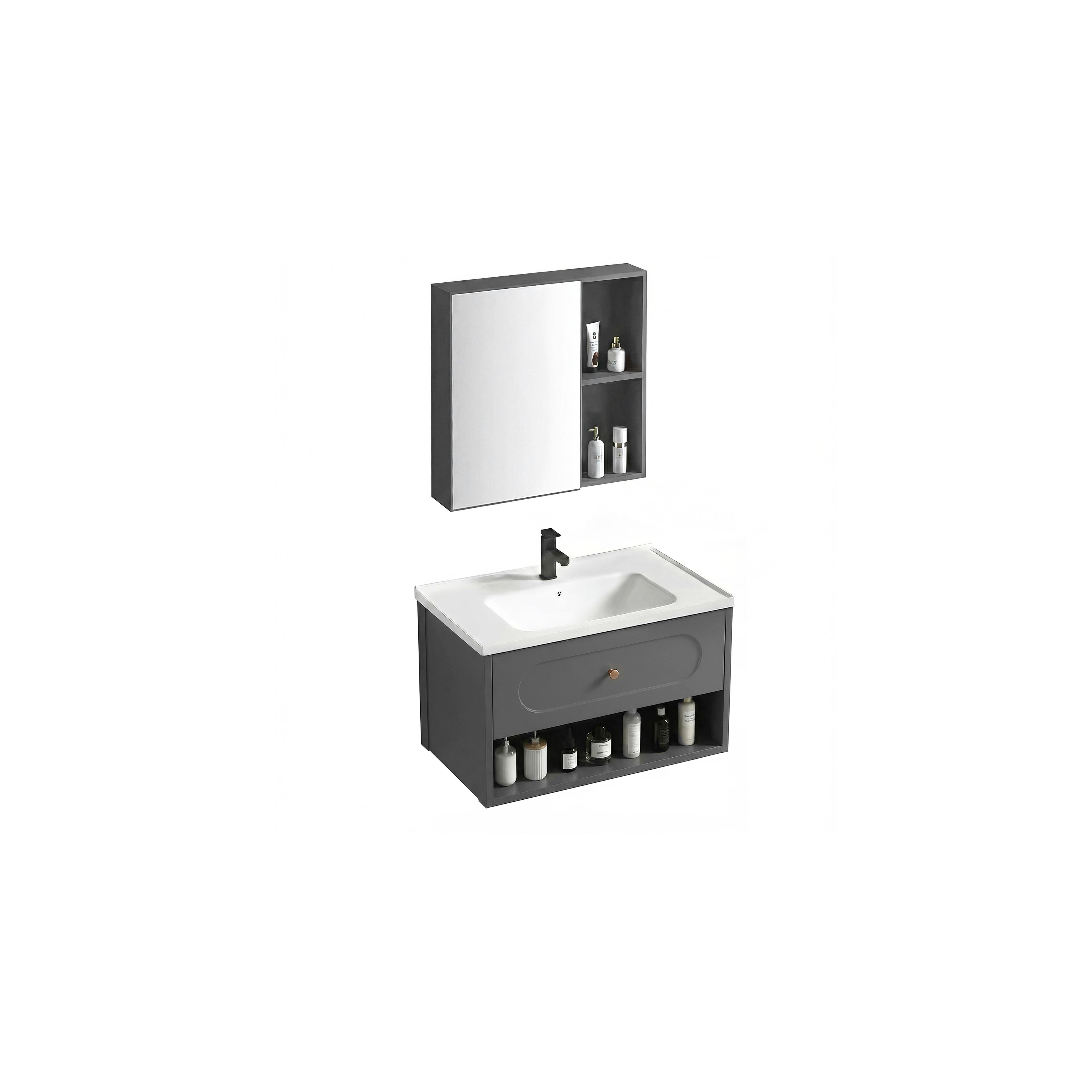 Ensemble de meubles de salle de bain avec lavabo River 60cm Grey