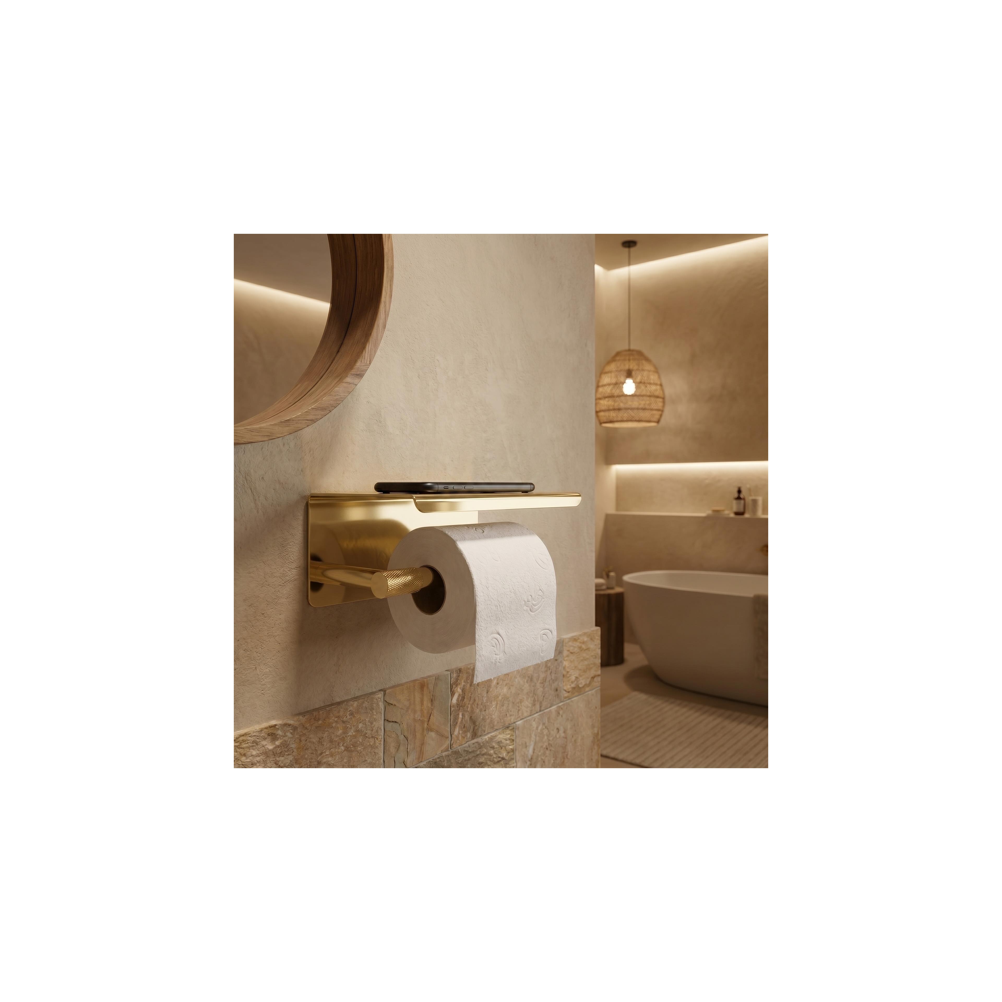 Toilet paper holder with shelf 6613 Modern Gold