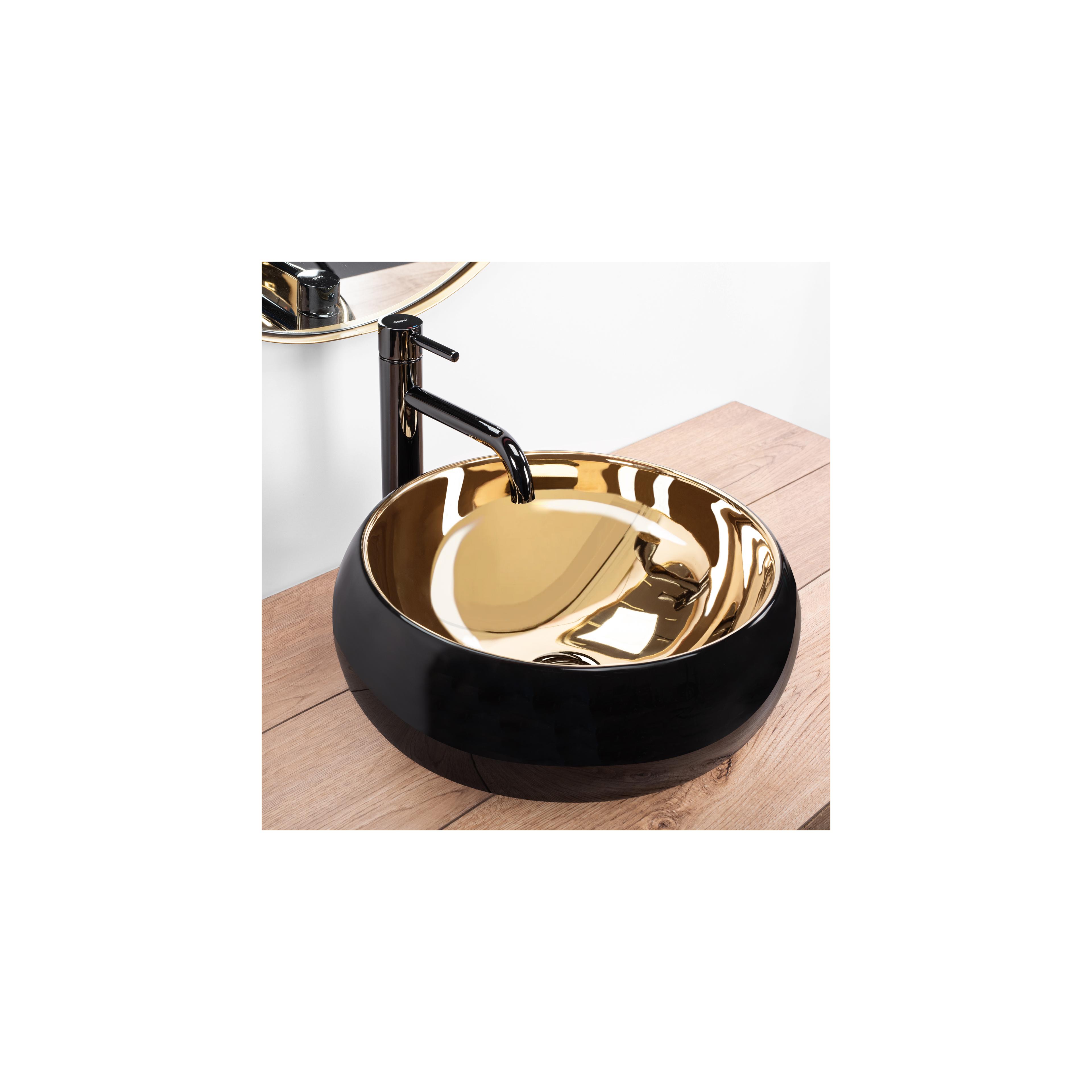 Lavabo da appoggio REA Luna Black / Gold