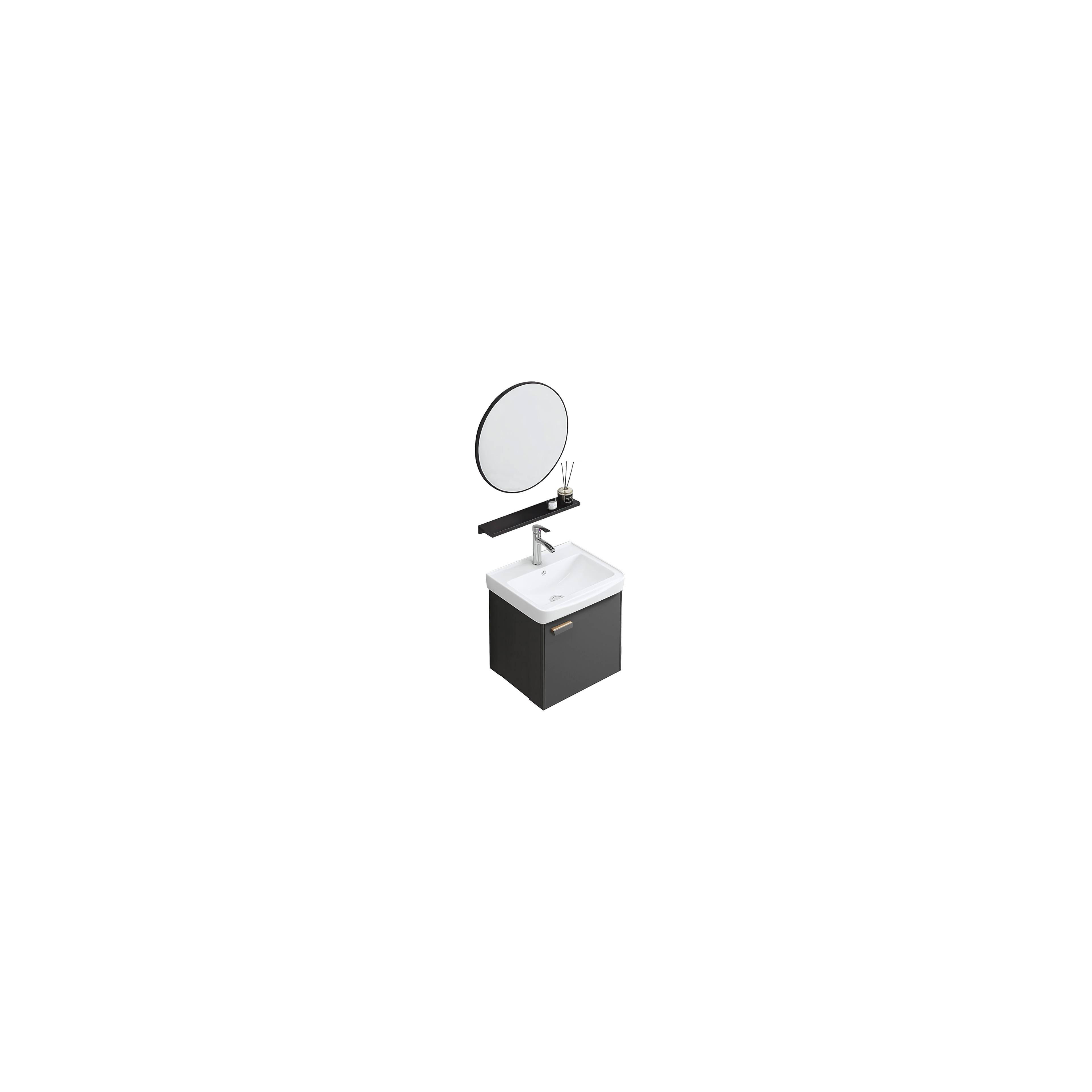 Ensemble de meubles de salle de bain Molly 40cm Grey meuble avec lavabo + miroir + étagère