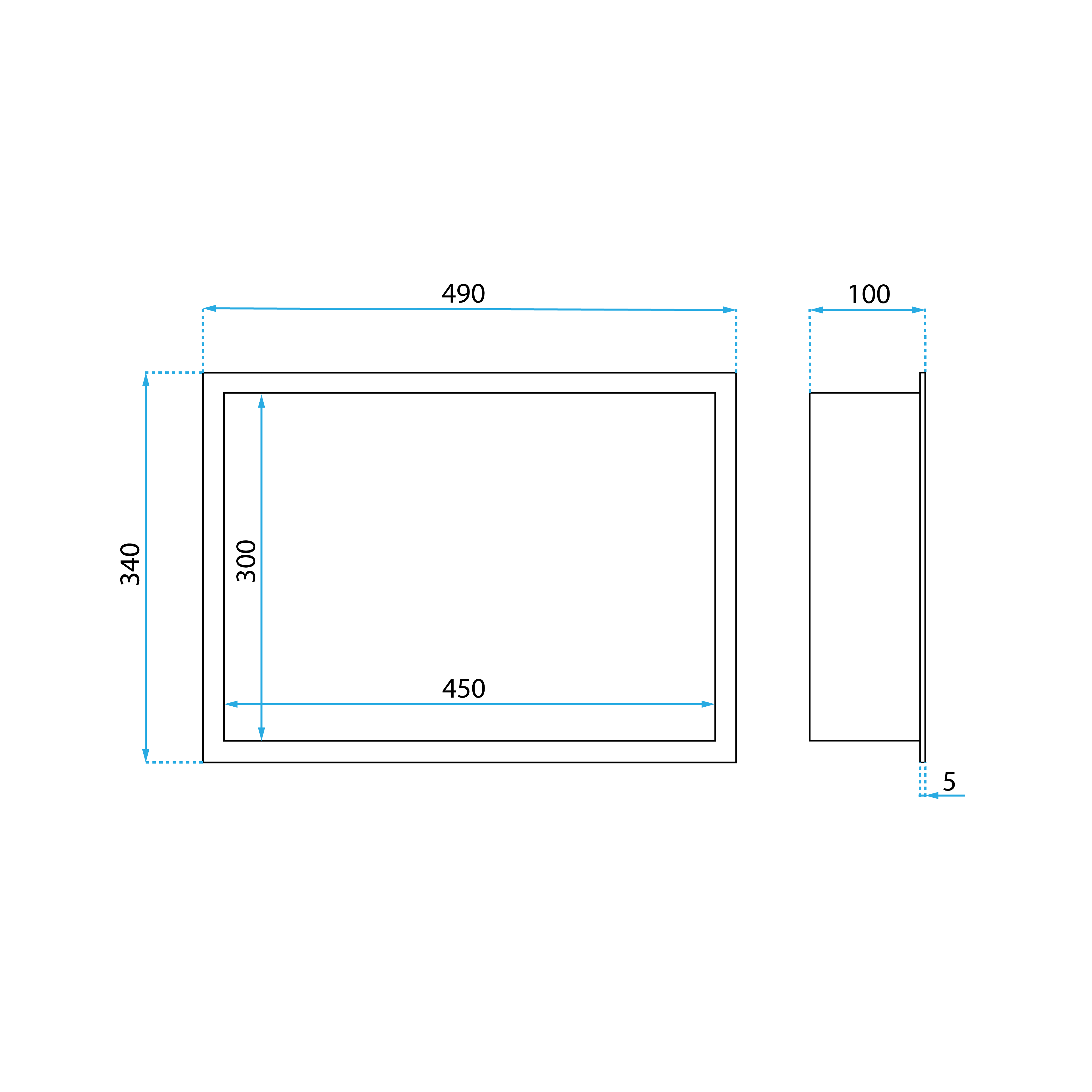 REPISA DE BAÑO EMPOTRADA LED 30x45 black