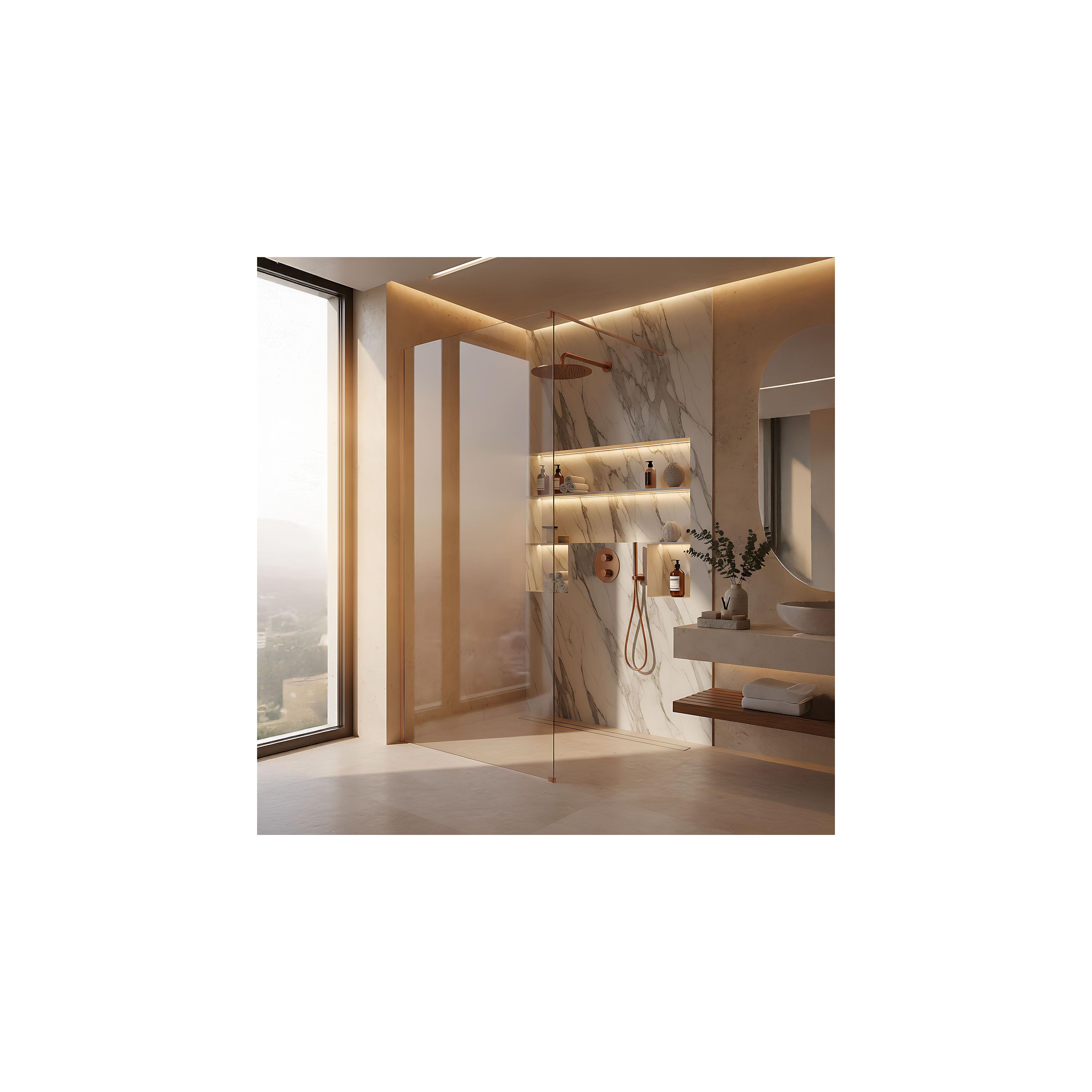 Paroi de douche Rea Flexi Transparent / Brush Copper 90