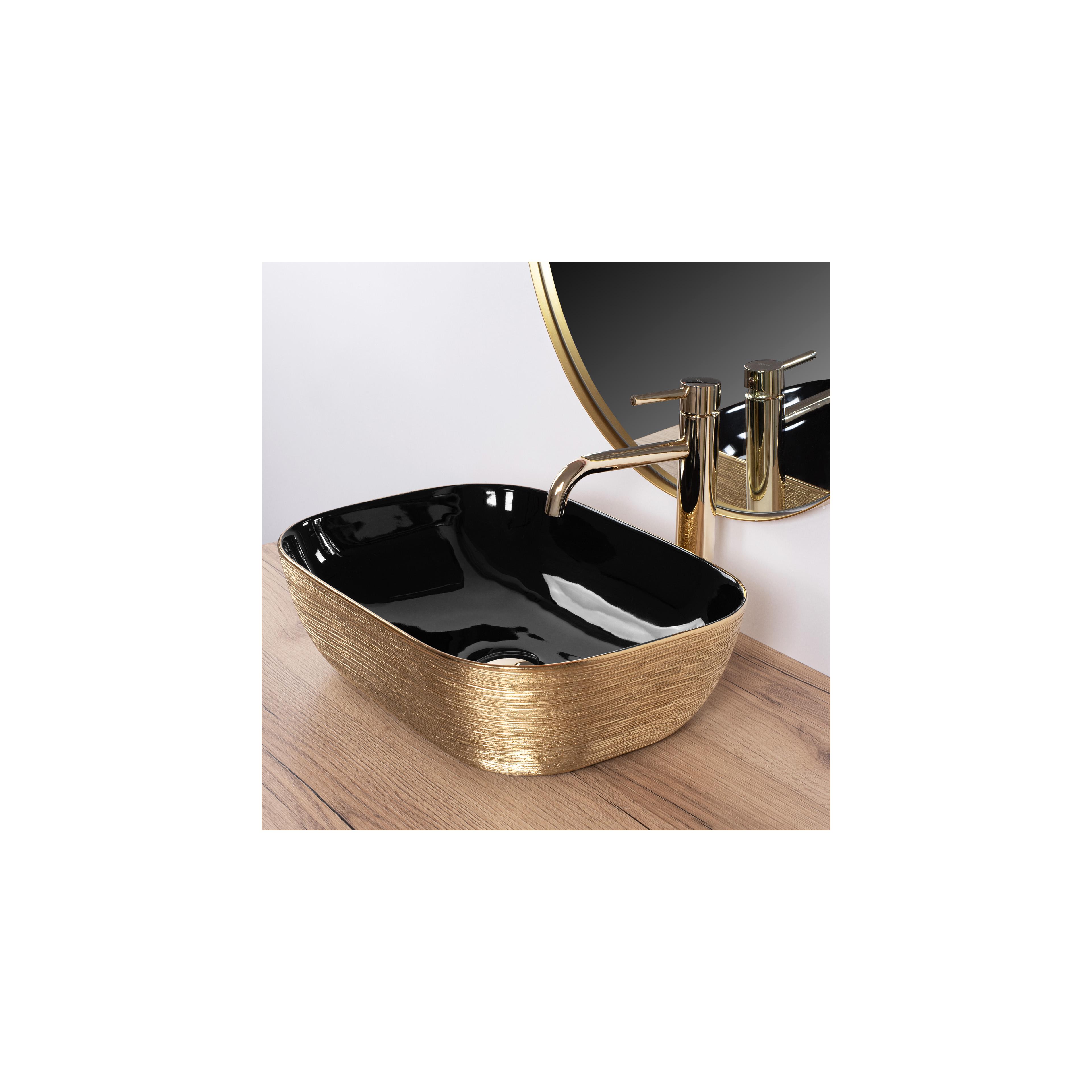Umywalka nablatowa Rea Belinda BLACK BRUSH GOLD
