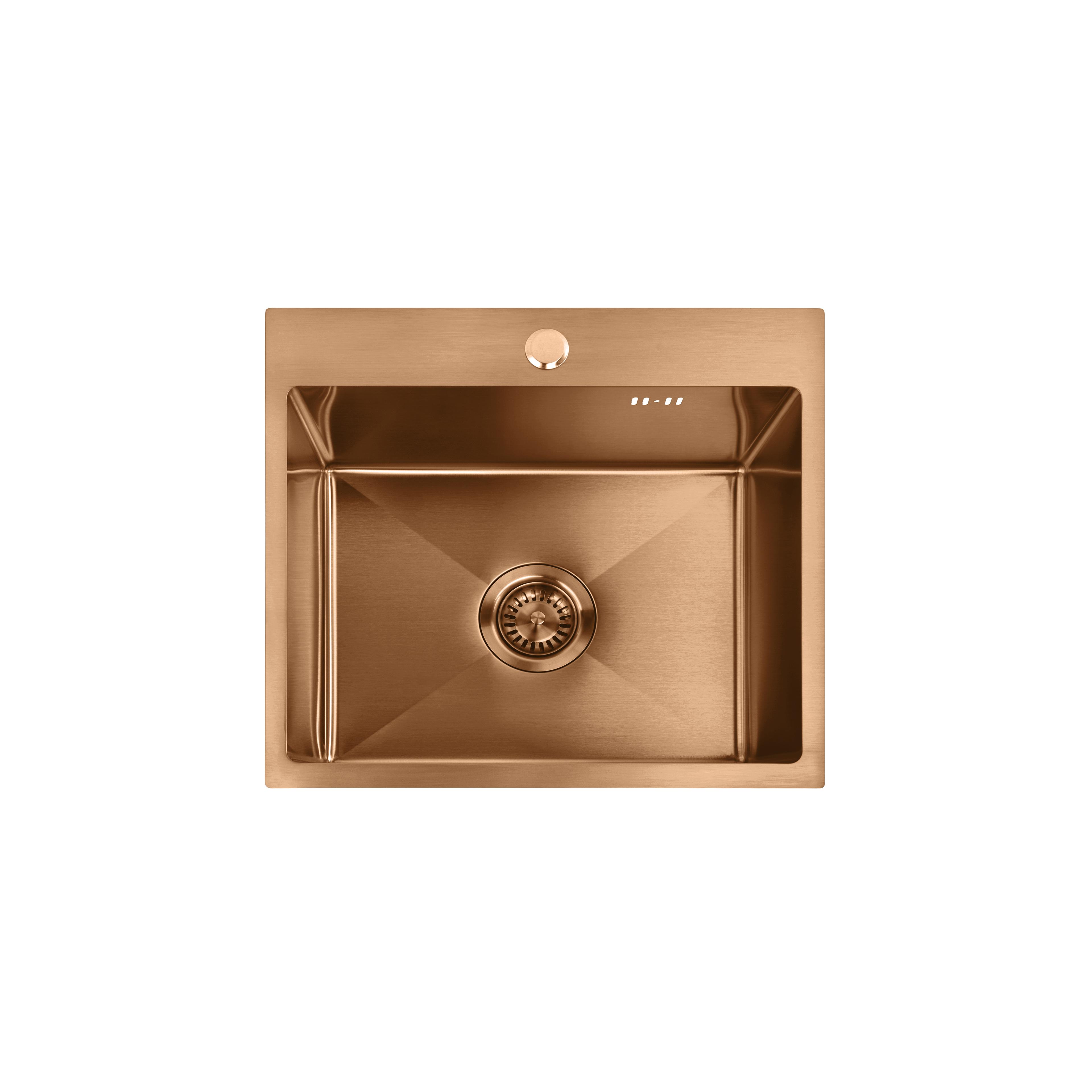 Стоманена мивка с комплект аксесоари 3 бр. REA Leo 50 Brush Copper