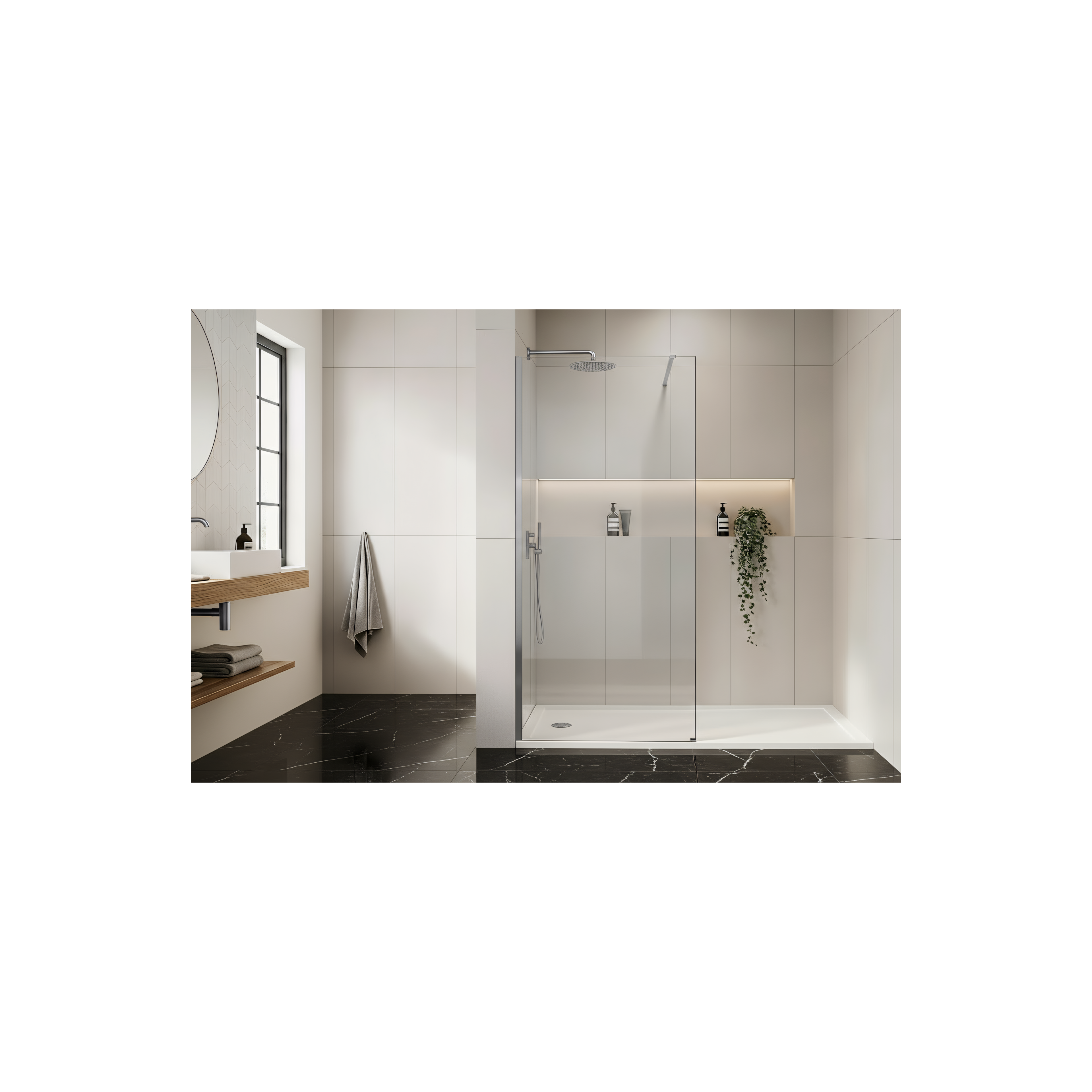 Walk-in suihkuseinä Rea Flexi Transparent / Chrome 130