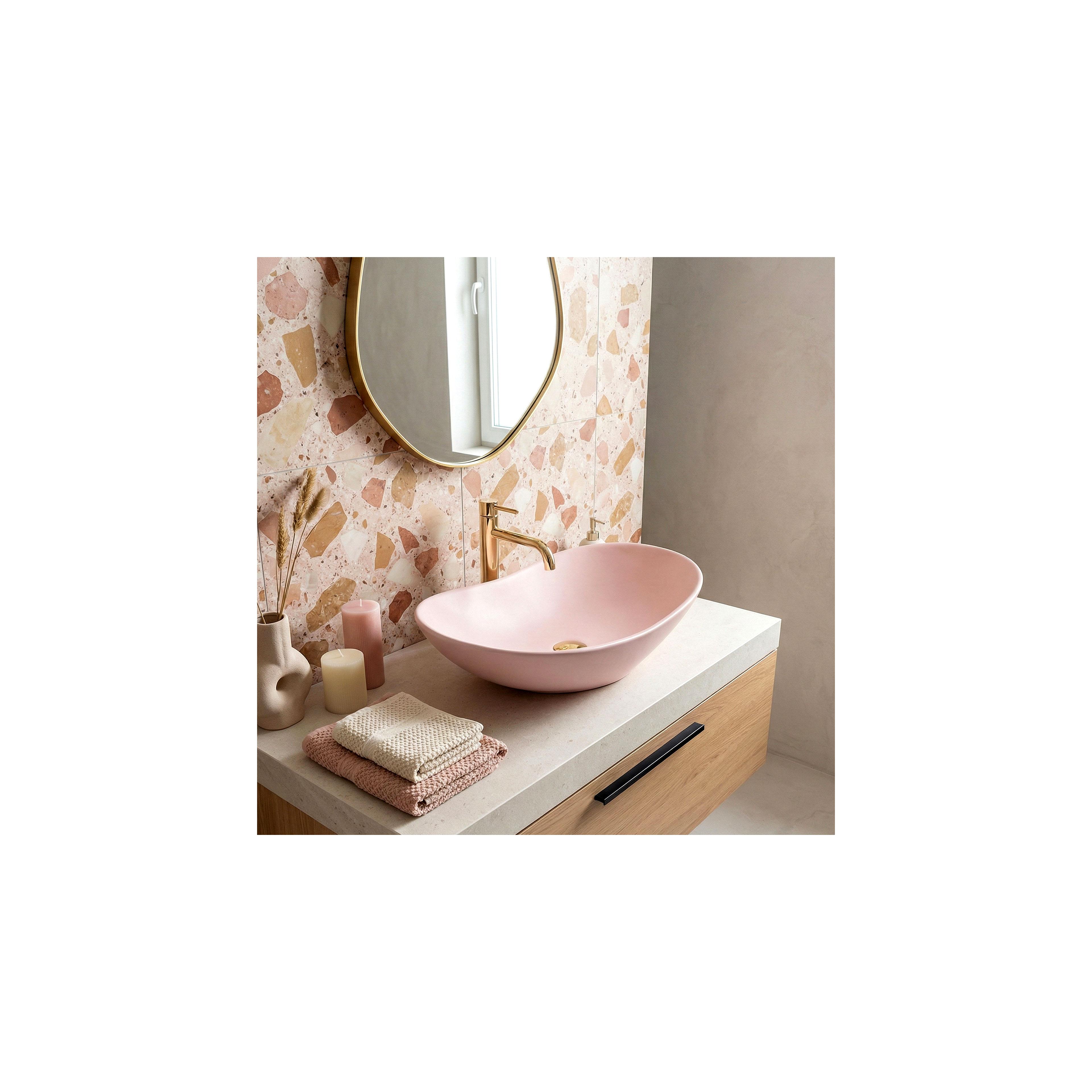 Umywalka nablatowa Rea Royal Powder Pink Matt