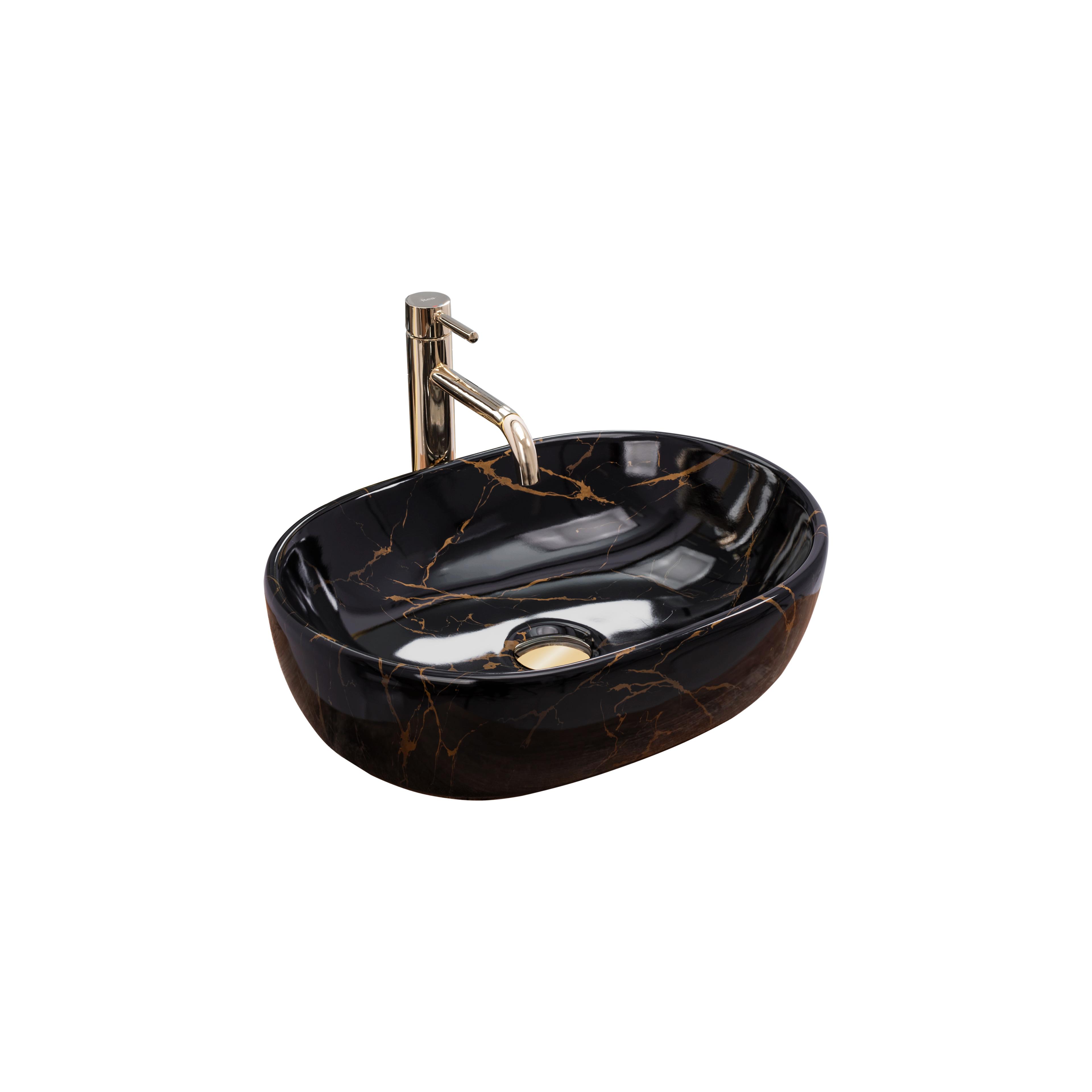 Vasque à poser Rea Amelia Black Marble shiny