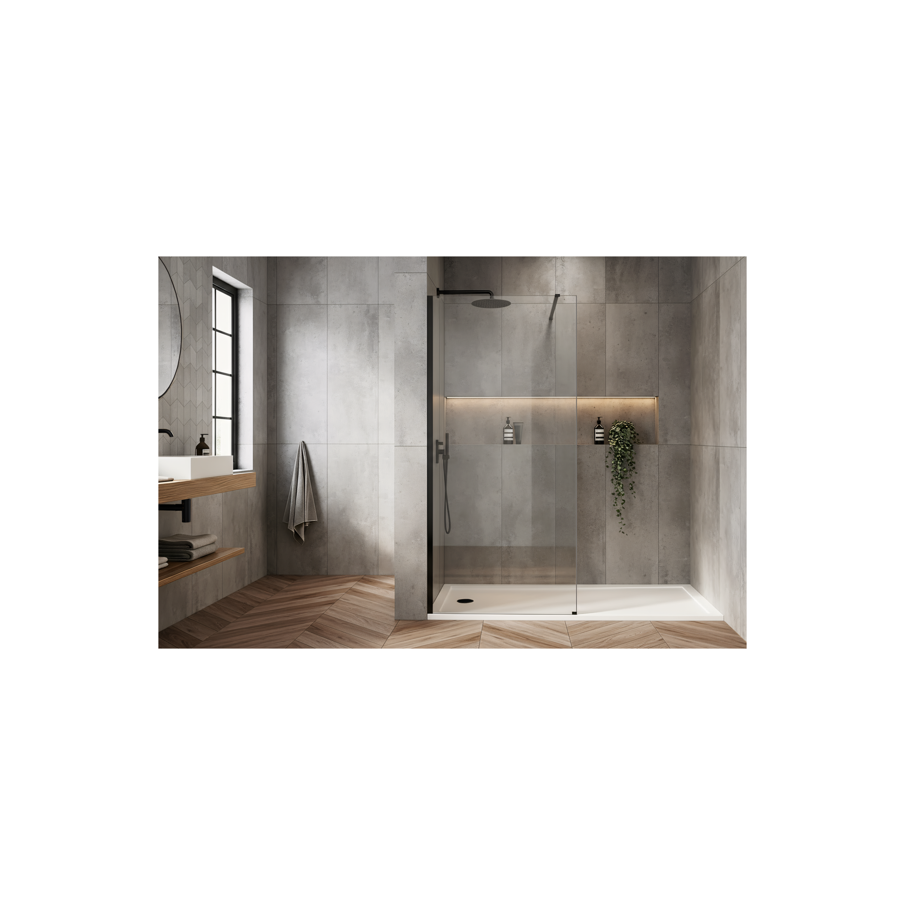Kabina prysznicowa Walk-In Rea Flexi Transparent / Black 140
