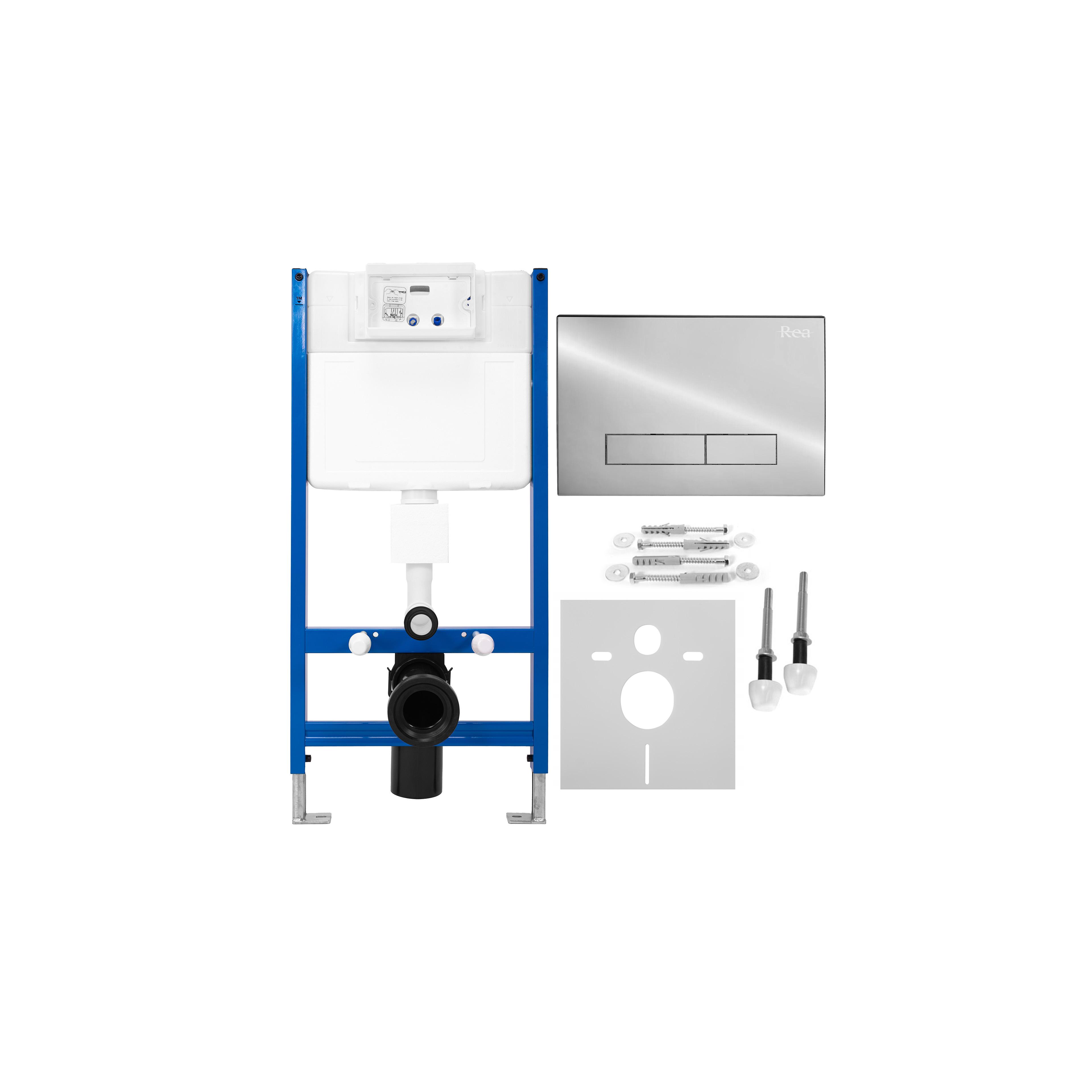 Cadru Set incastrat pentru vase WC cu buton H Chrome