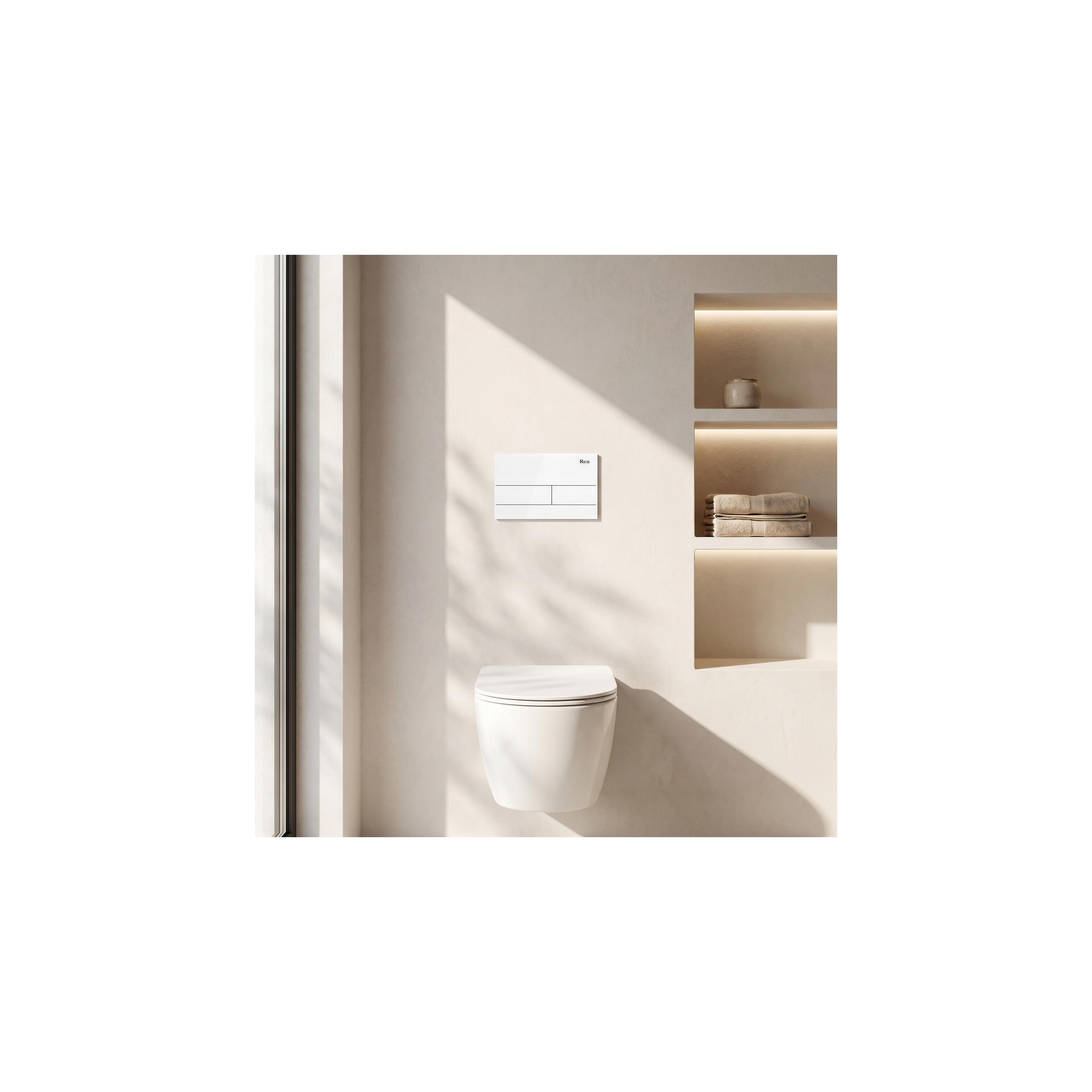 Unterputz-WC-Gestell Set Slim 024N mit T White Glass Drückerplatte