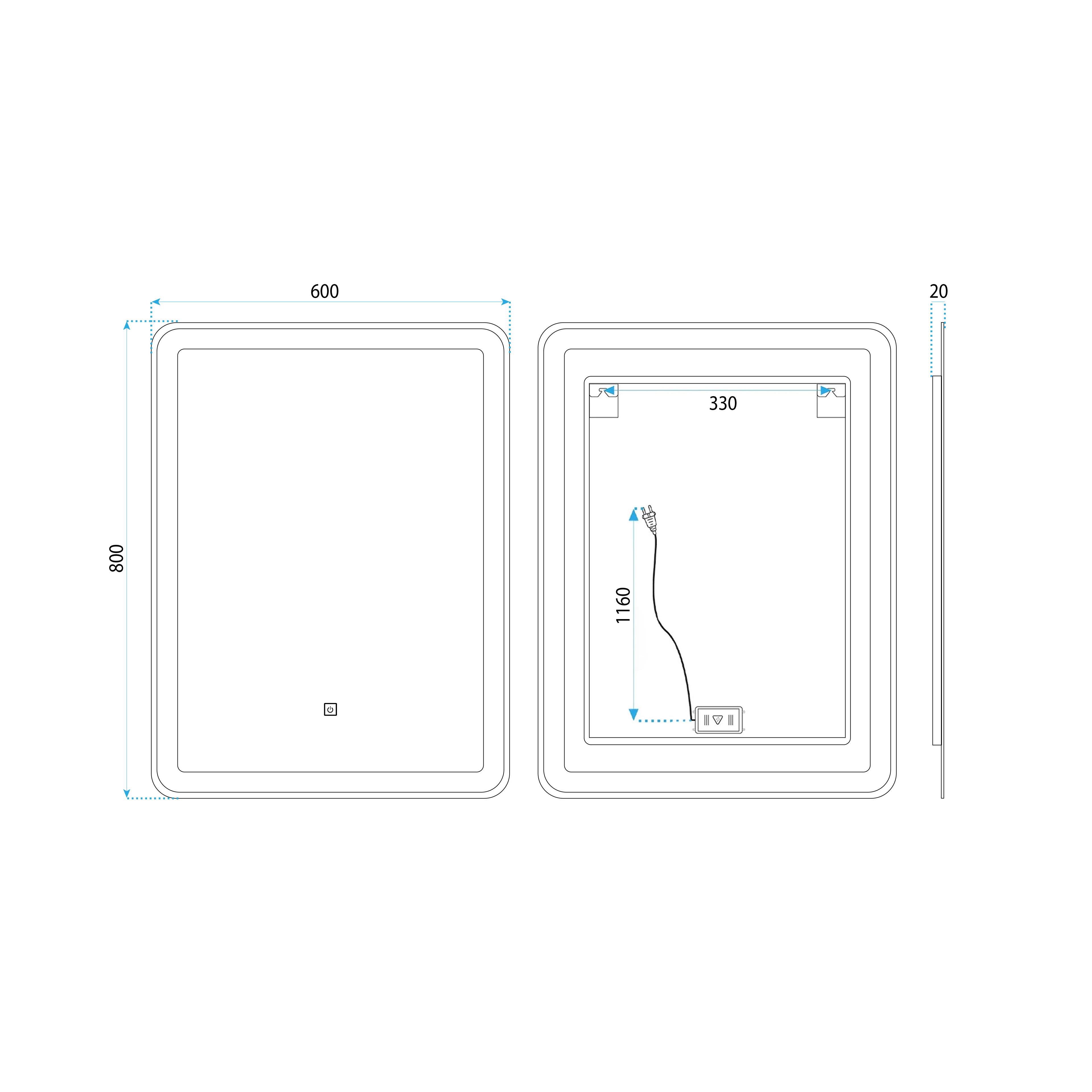 LED seinapeegel 60x80cm SAB-3451