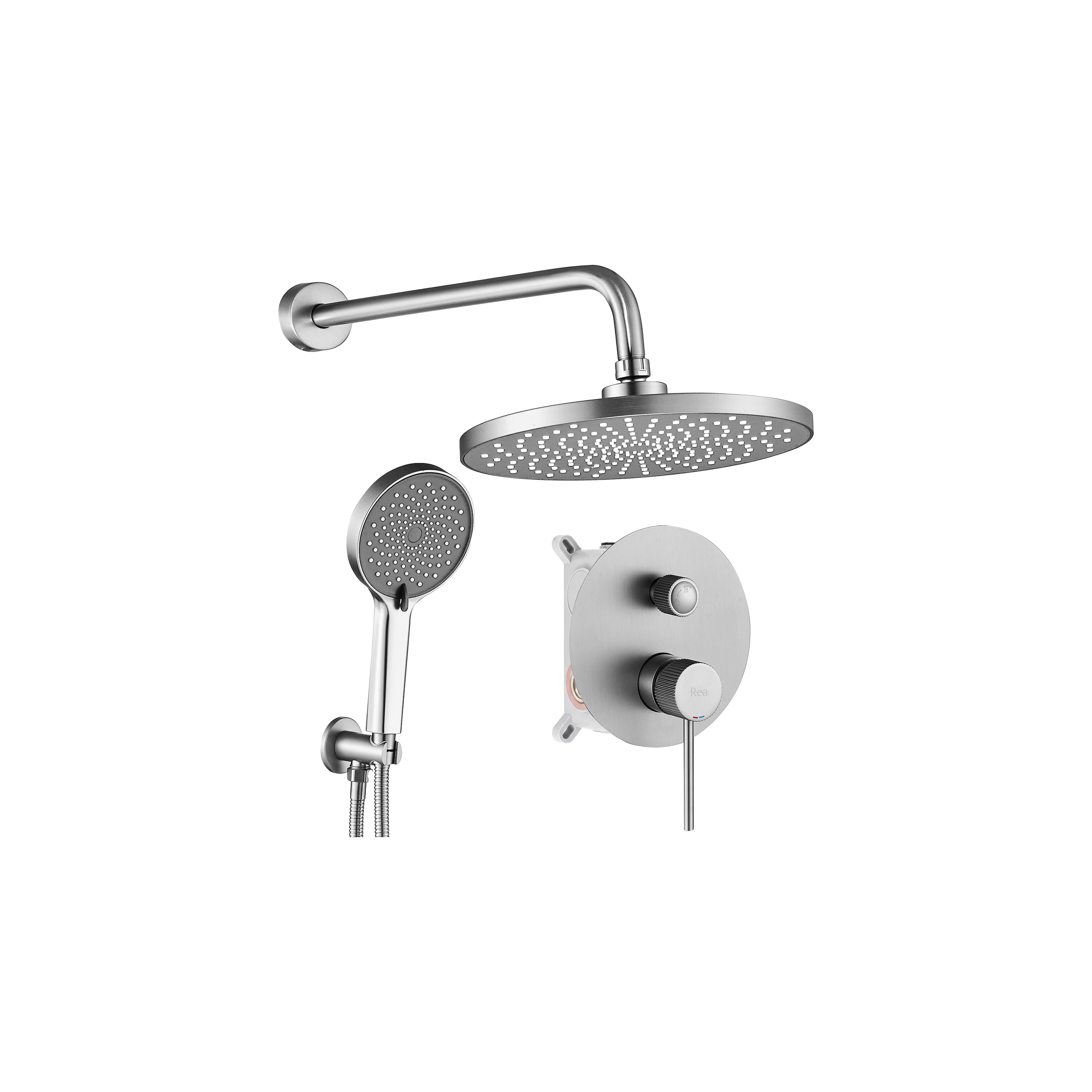 Rea Lungo Stripe Nickel Brush juodas paslėptas dušo rinkinys + DĖŽUTĖ