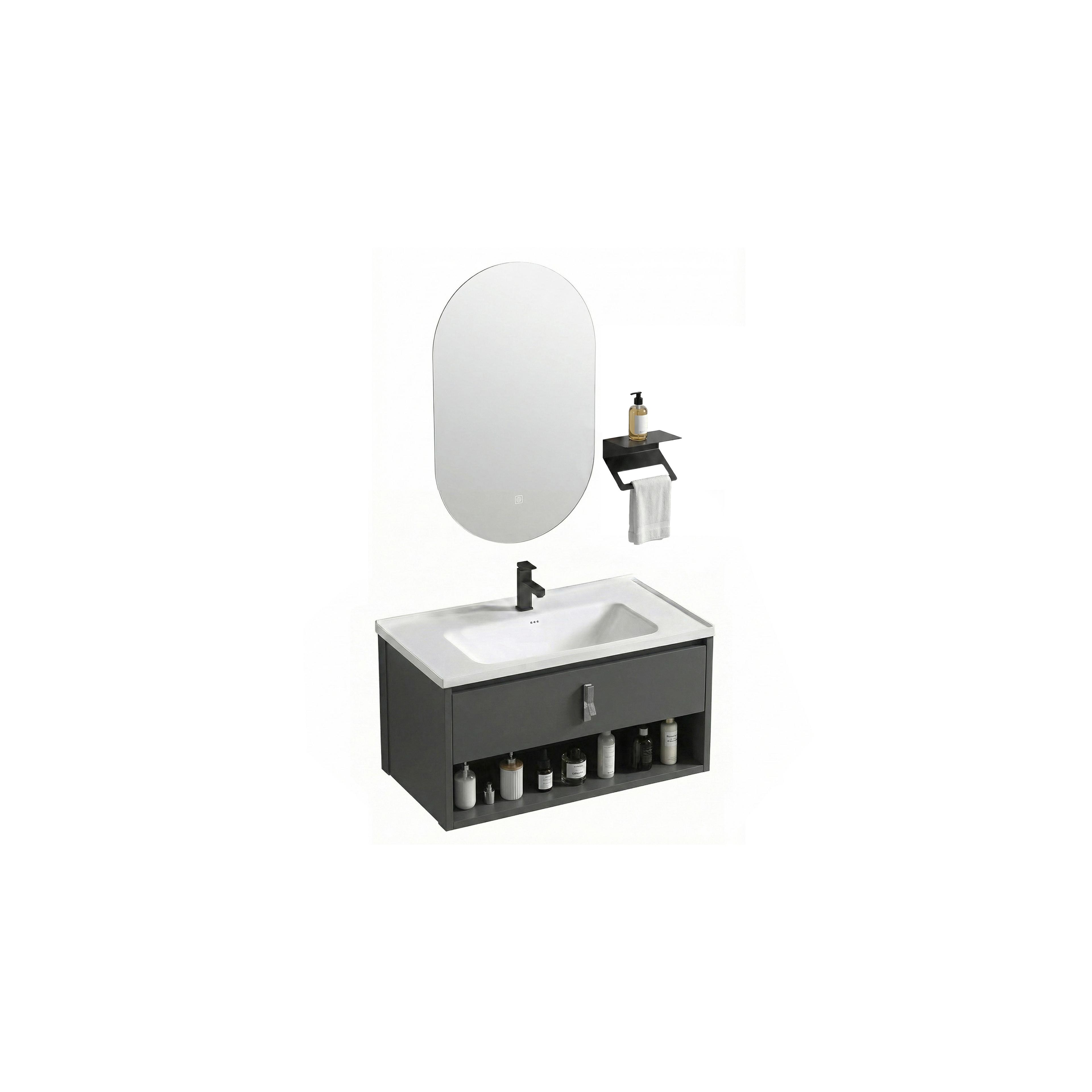 Bathroom furniture set with washbasin Toledo 80cm Grey