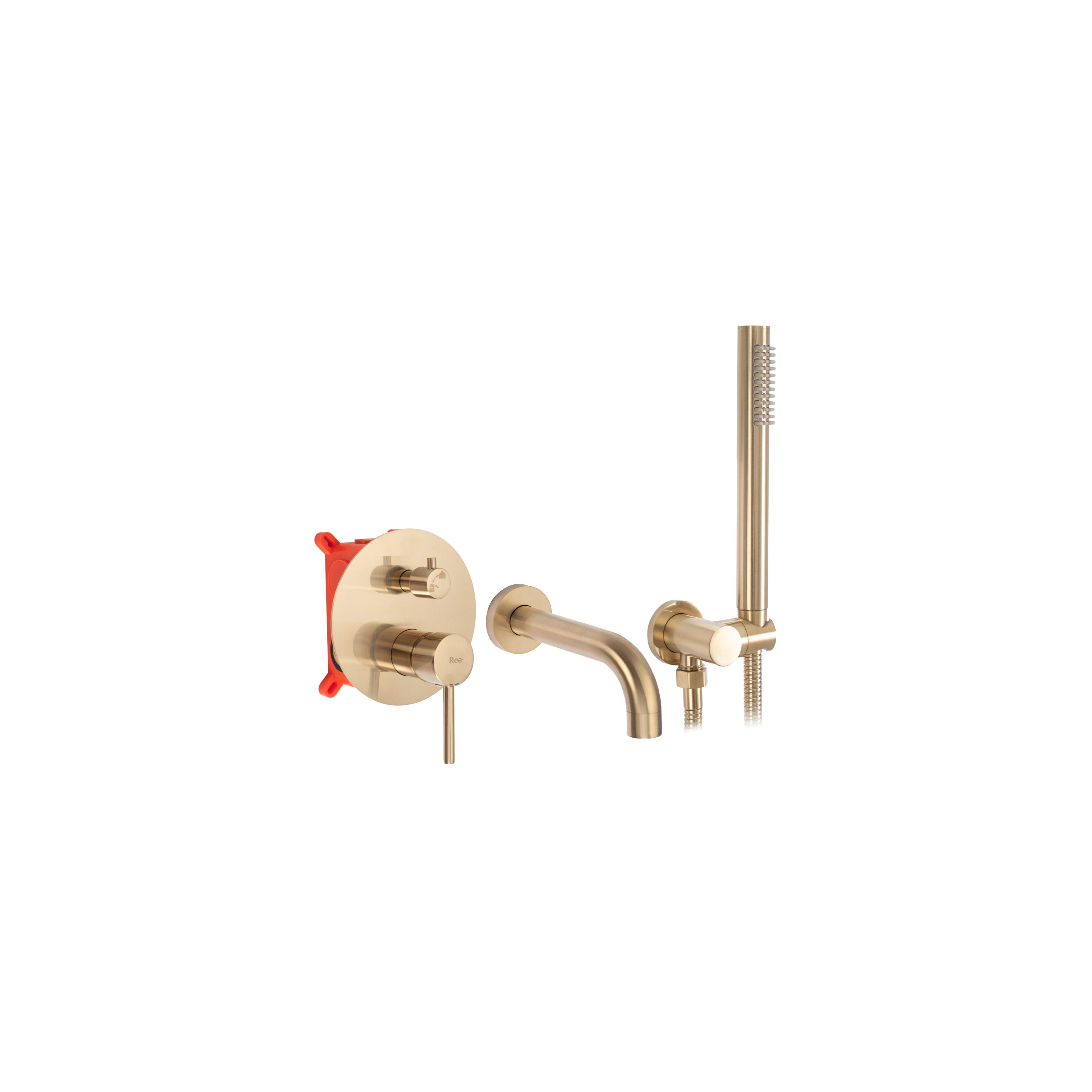 Baterie pentru cadă Rea Lungo Gold Brush + Box