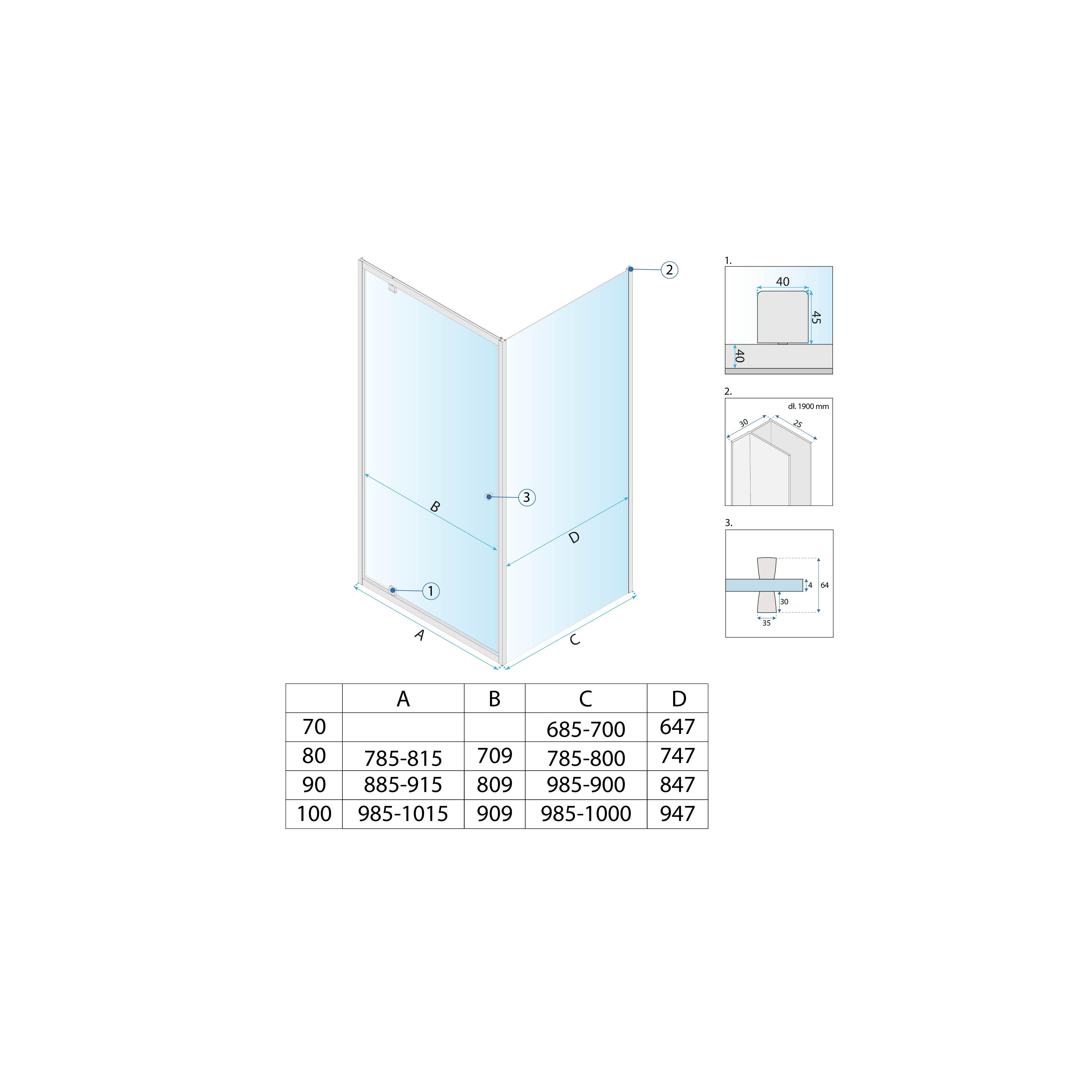 Cabine de douche Rea Primo Swing 90x80 Chrome