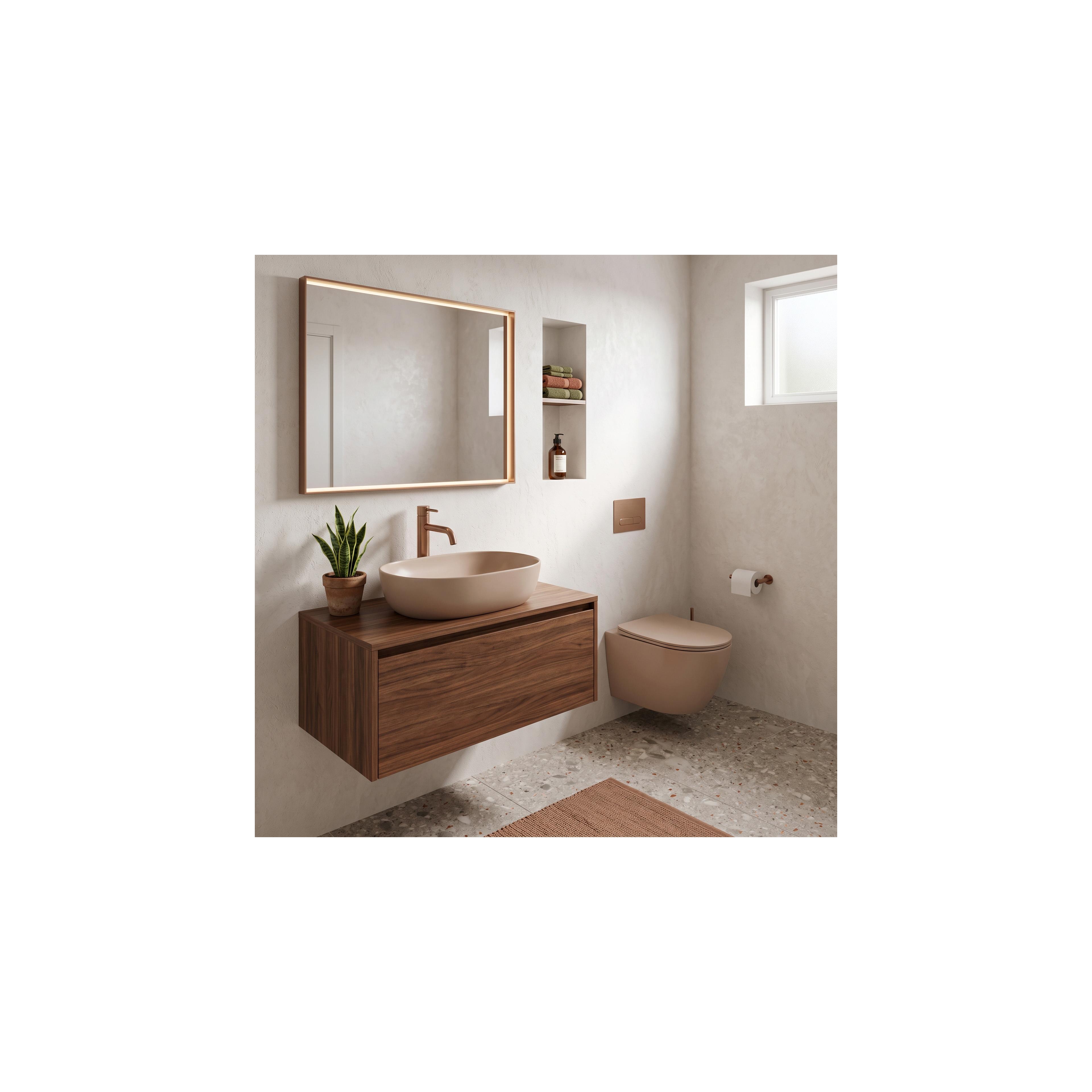Set Závesné WC Focus + Umývadlo na Dosku Rea Focus Taupe