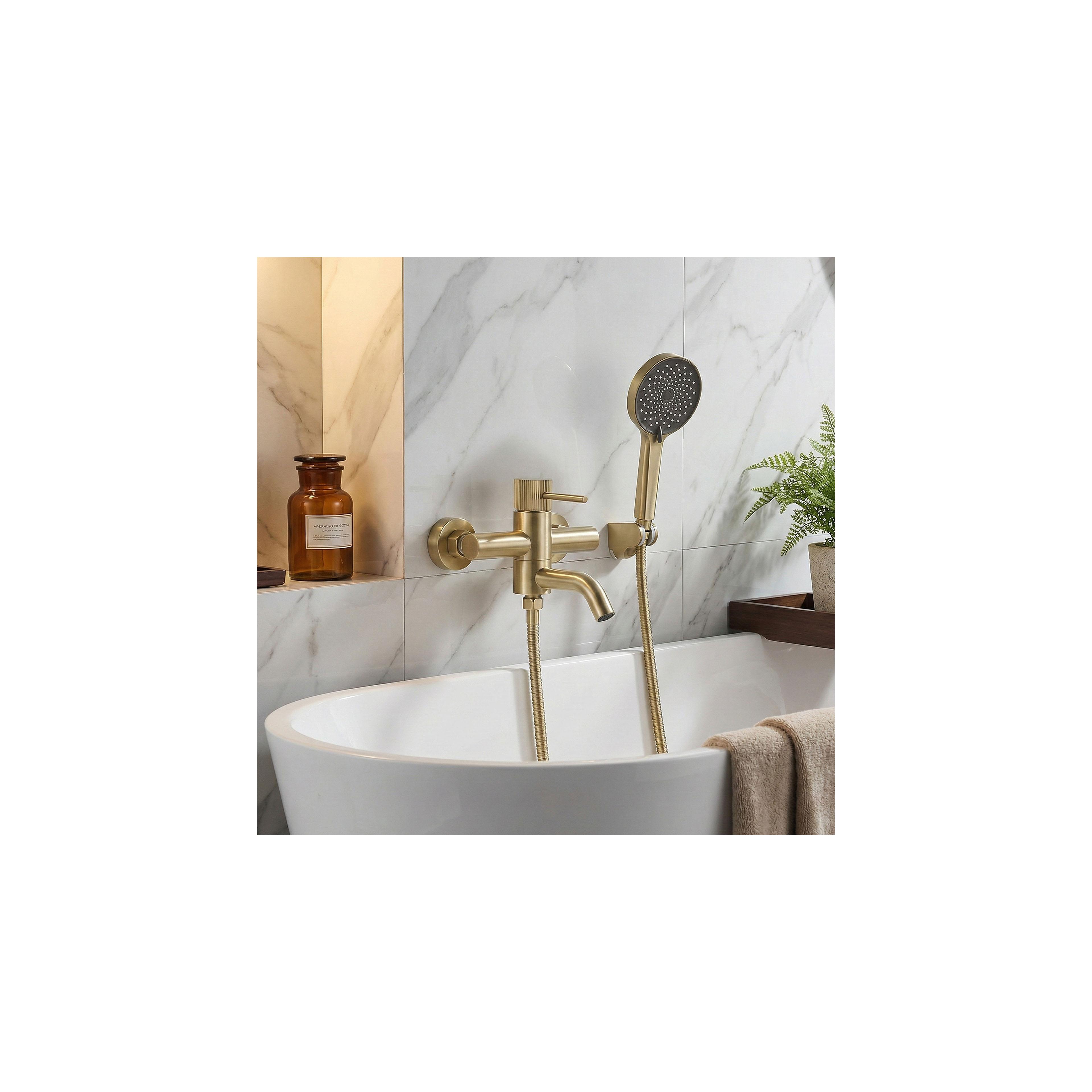 Fürdőkád csaptelep Rea Lungo Stripe Gold  Brush