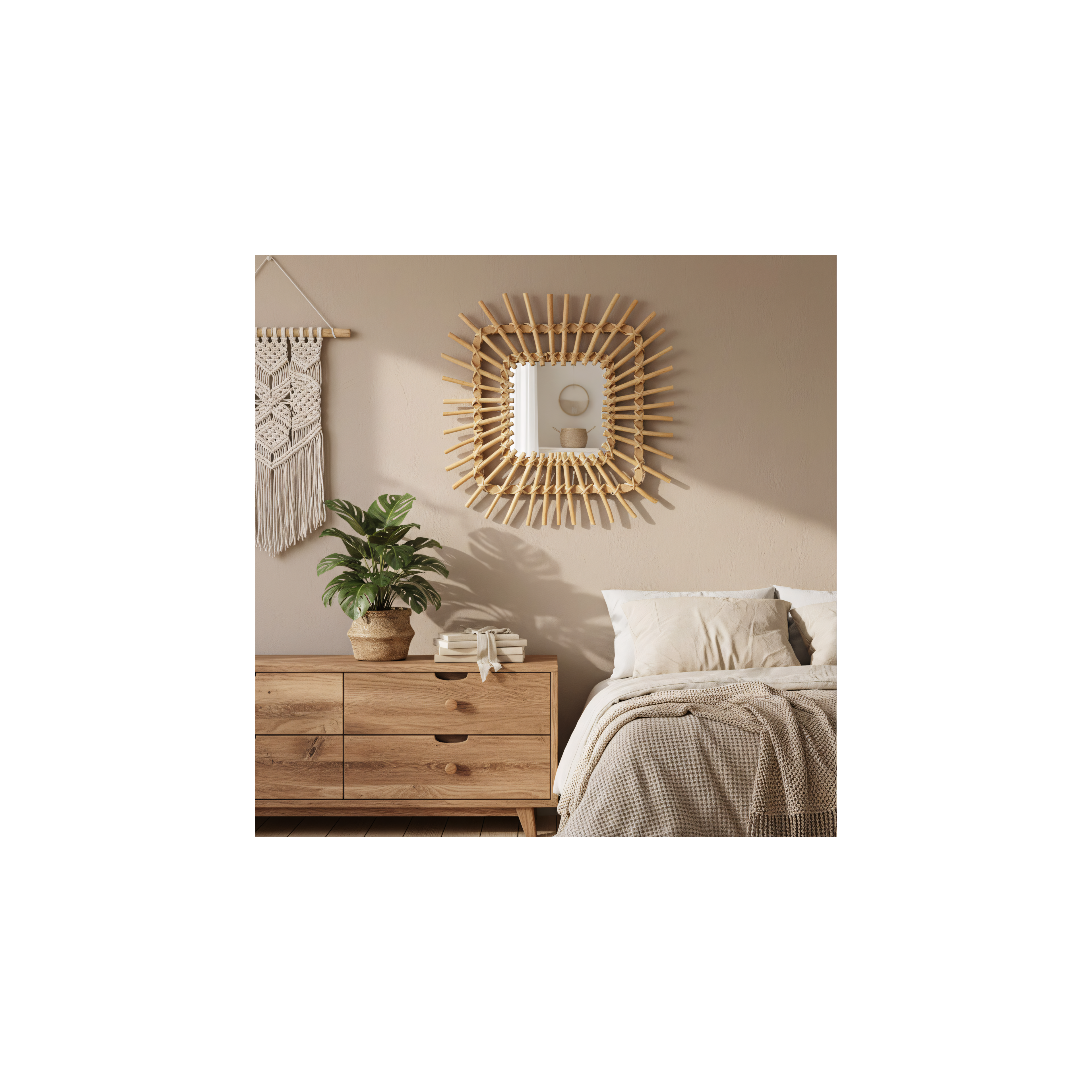 LUSTRO ŚCIENNE BOHO 45CM QDJ071