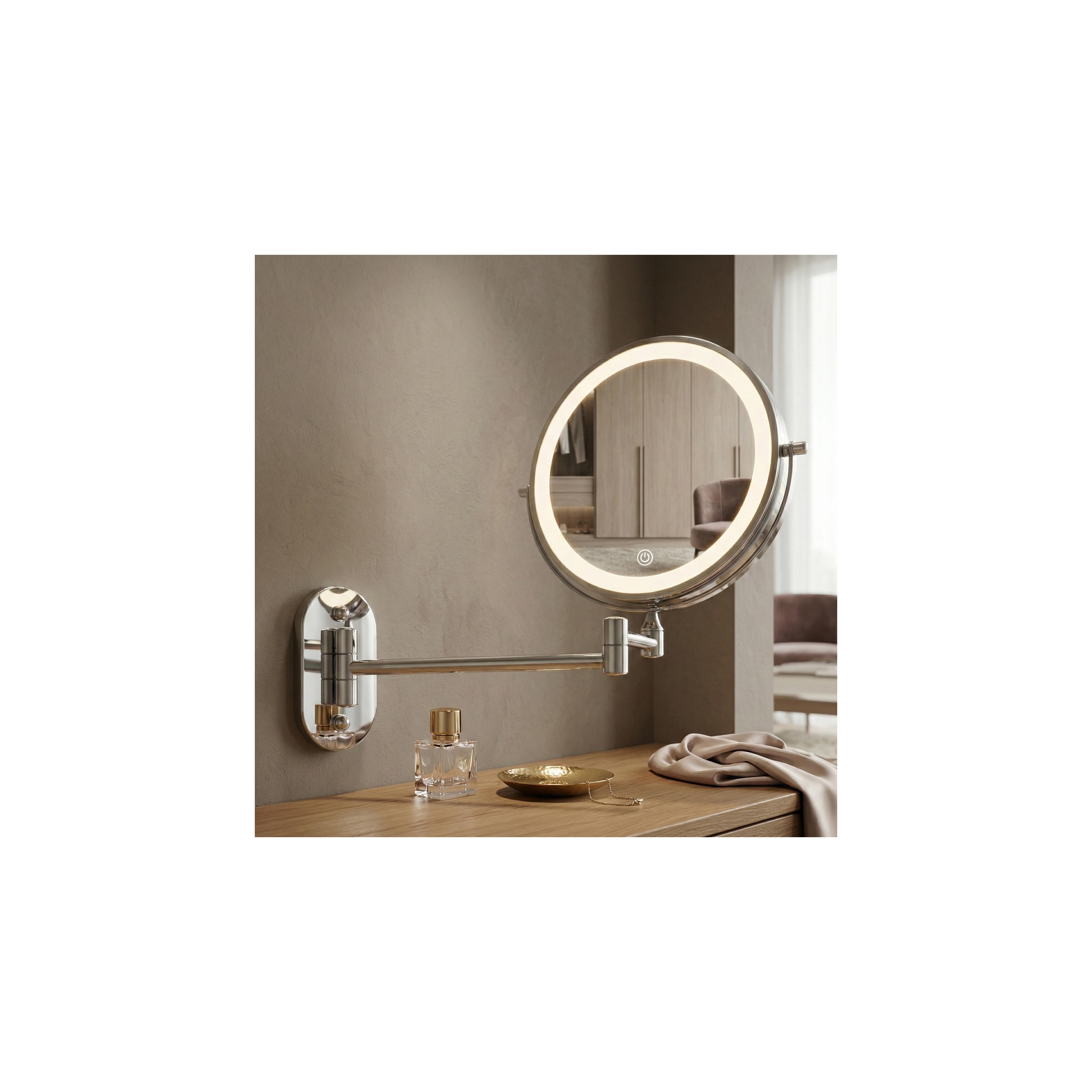 LED seinapeegel Glow Chrome
