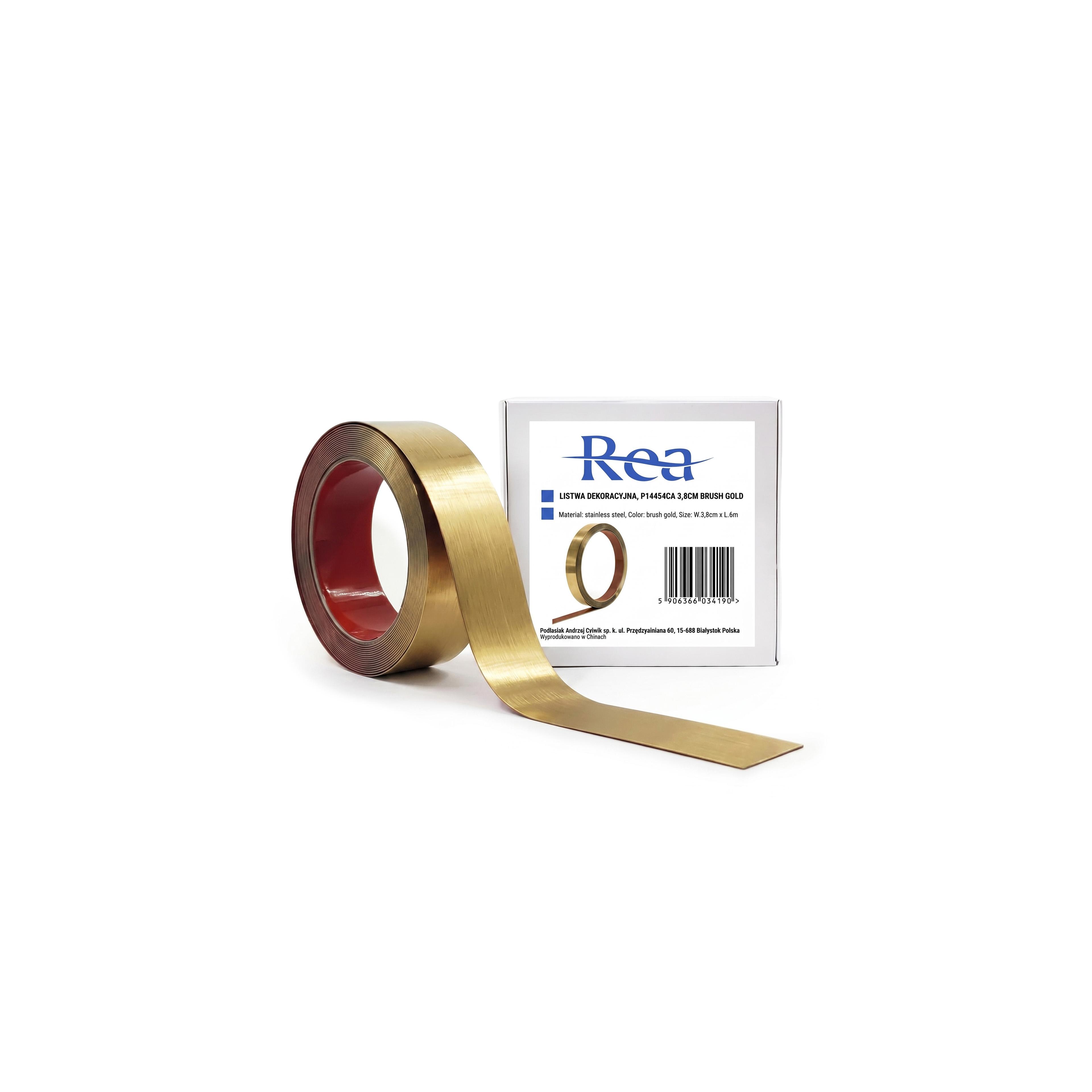 Bandă decorativă autoadezivă Rea P14454CA 3,8cm Brush Gold