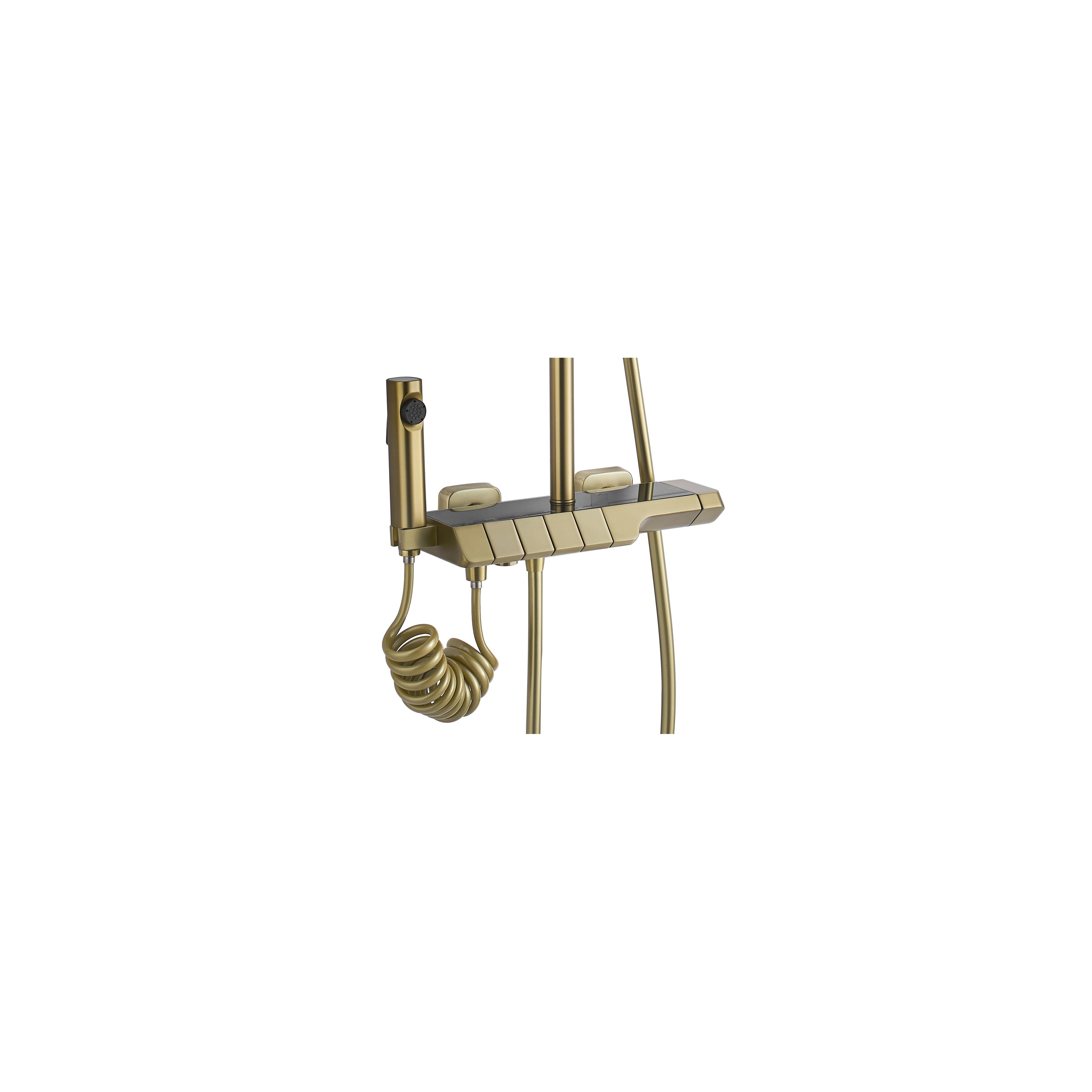 Shower set with thermostatic mixer REA ROB Gold Brush