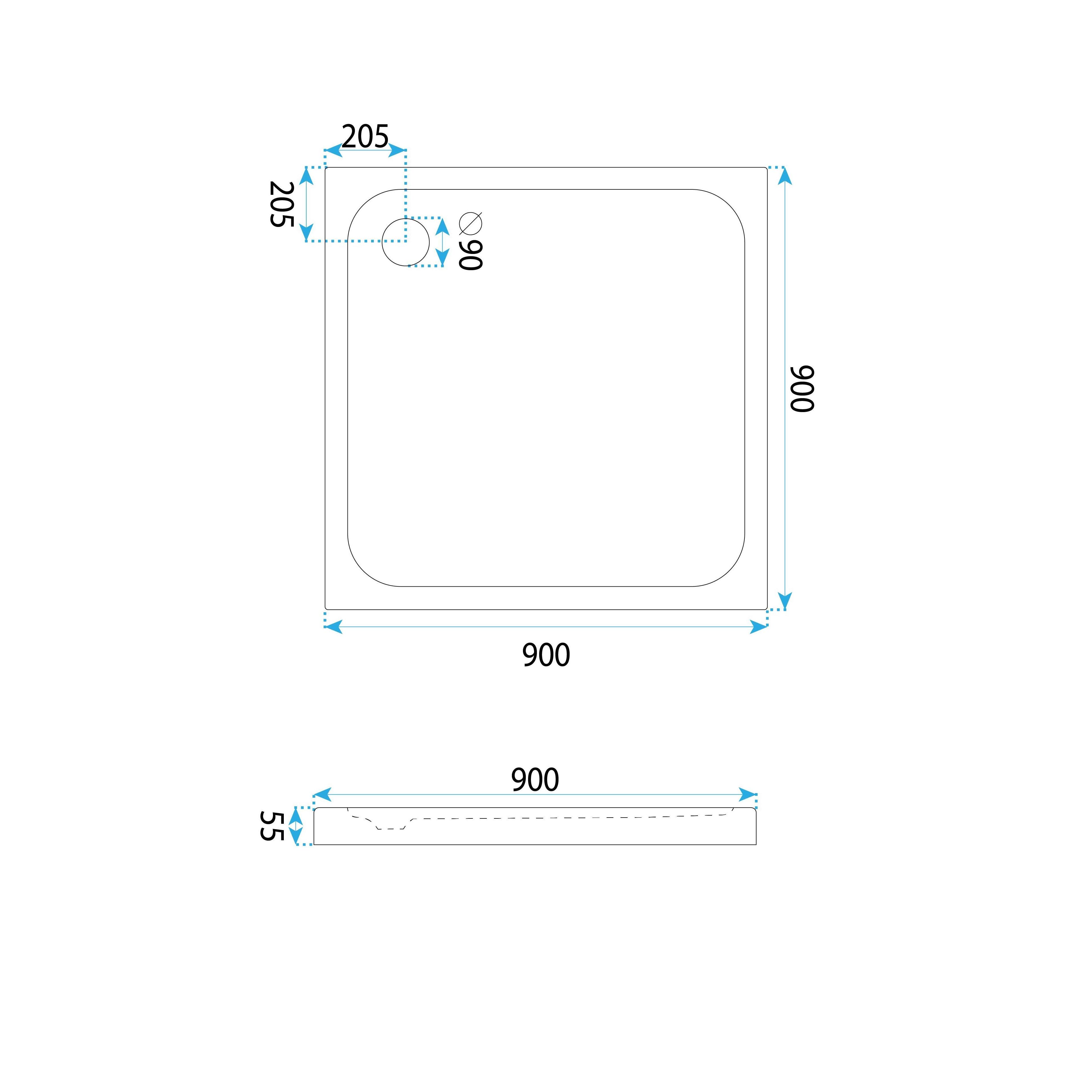 shower tray Rea Belmond White 90x90 Brush Copper