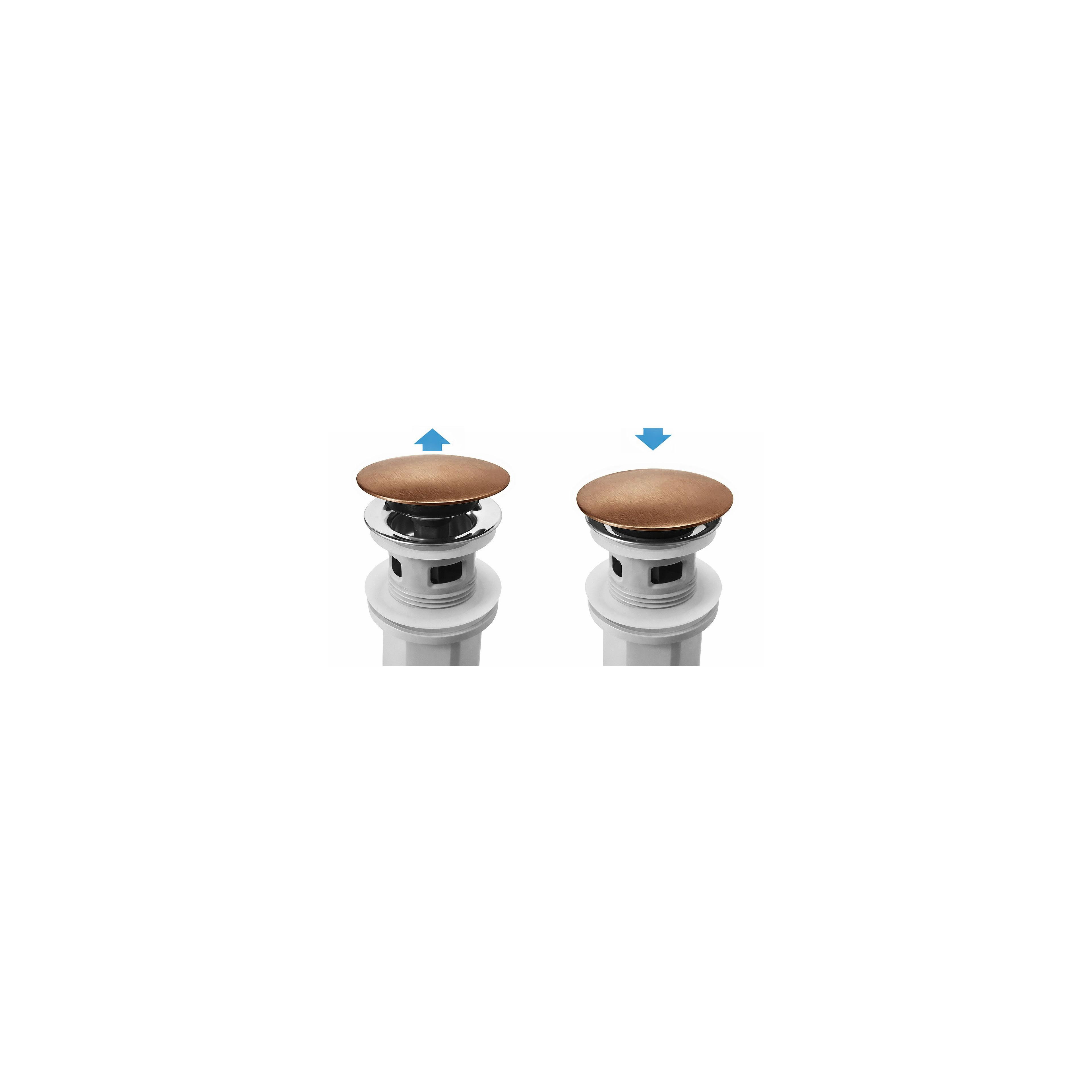 Washbasin siphon with click-clack drain REA Flow Brush Copper