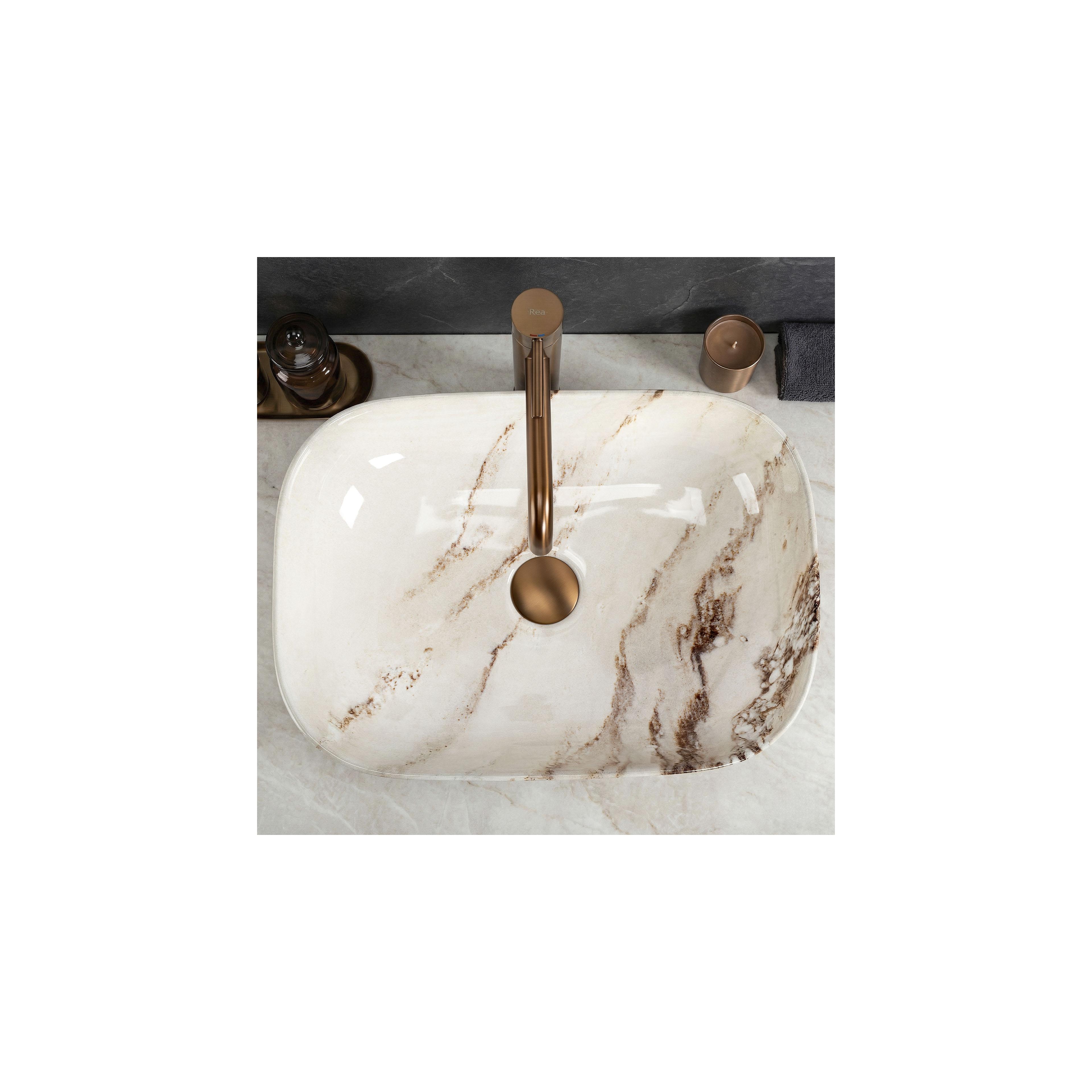 Countertop washbasin Rea Belinda Marrone Shiny