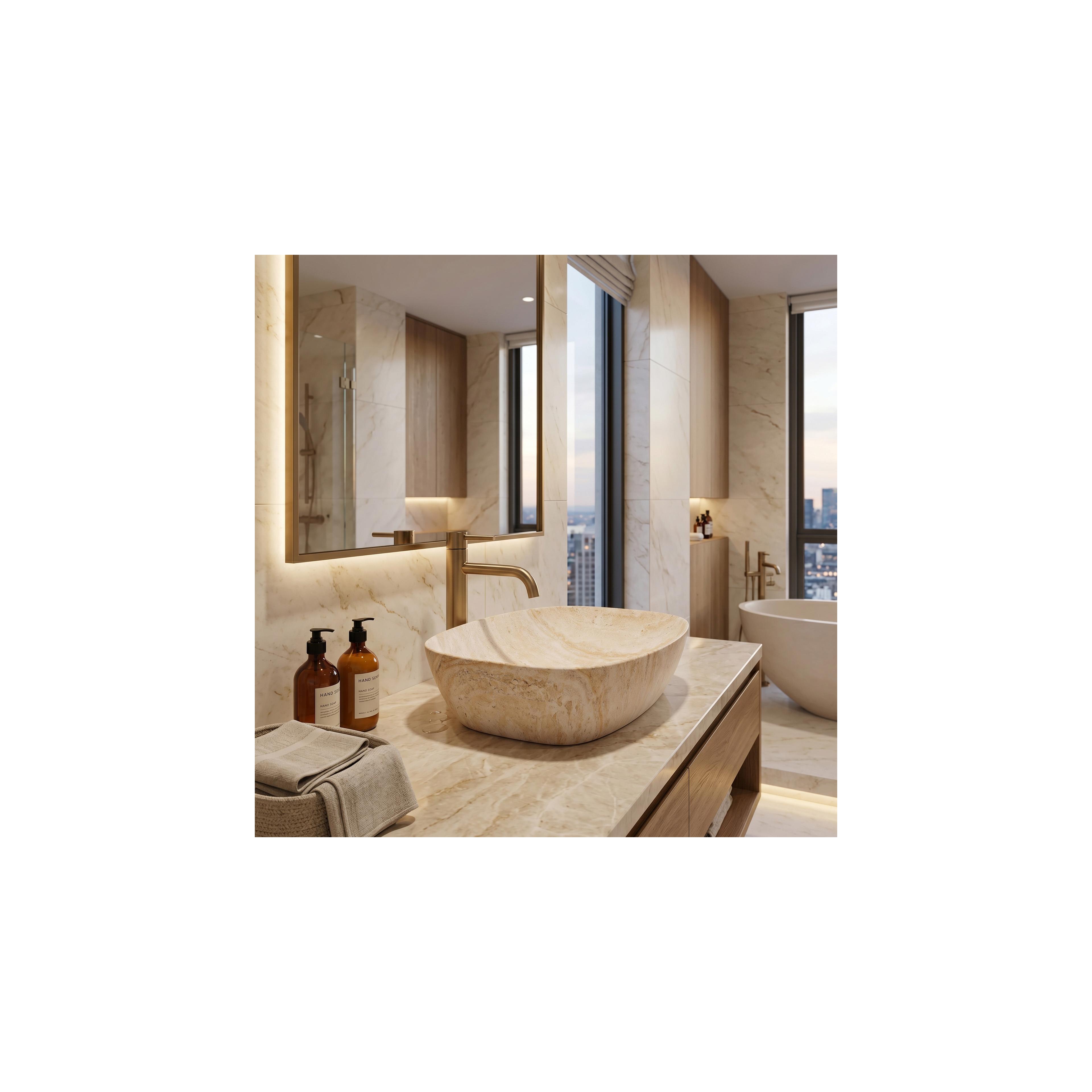 Countertop Basin Rea Freja Travertine Matt