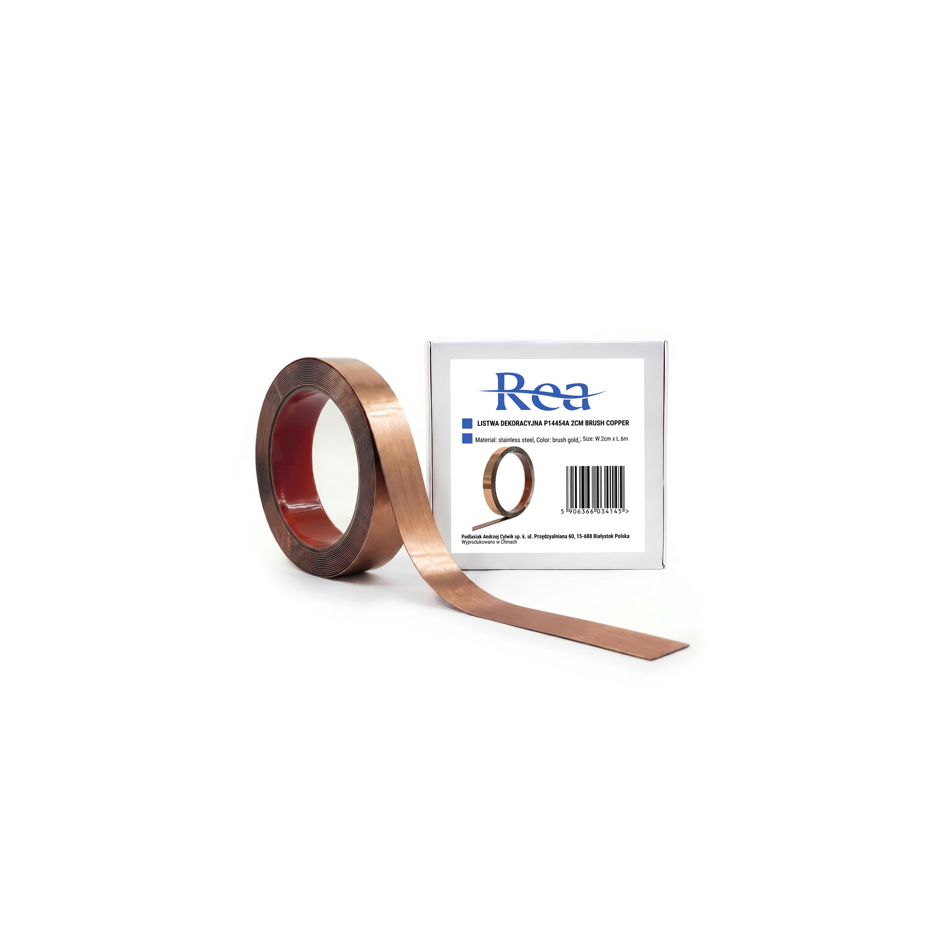 Self-adhesive decorative trim Rea P14454A 2cm Brush Copper