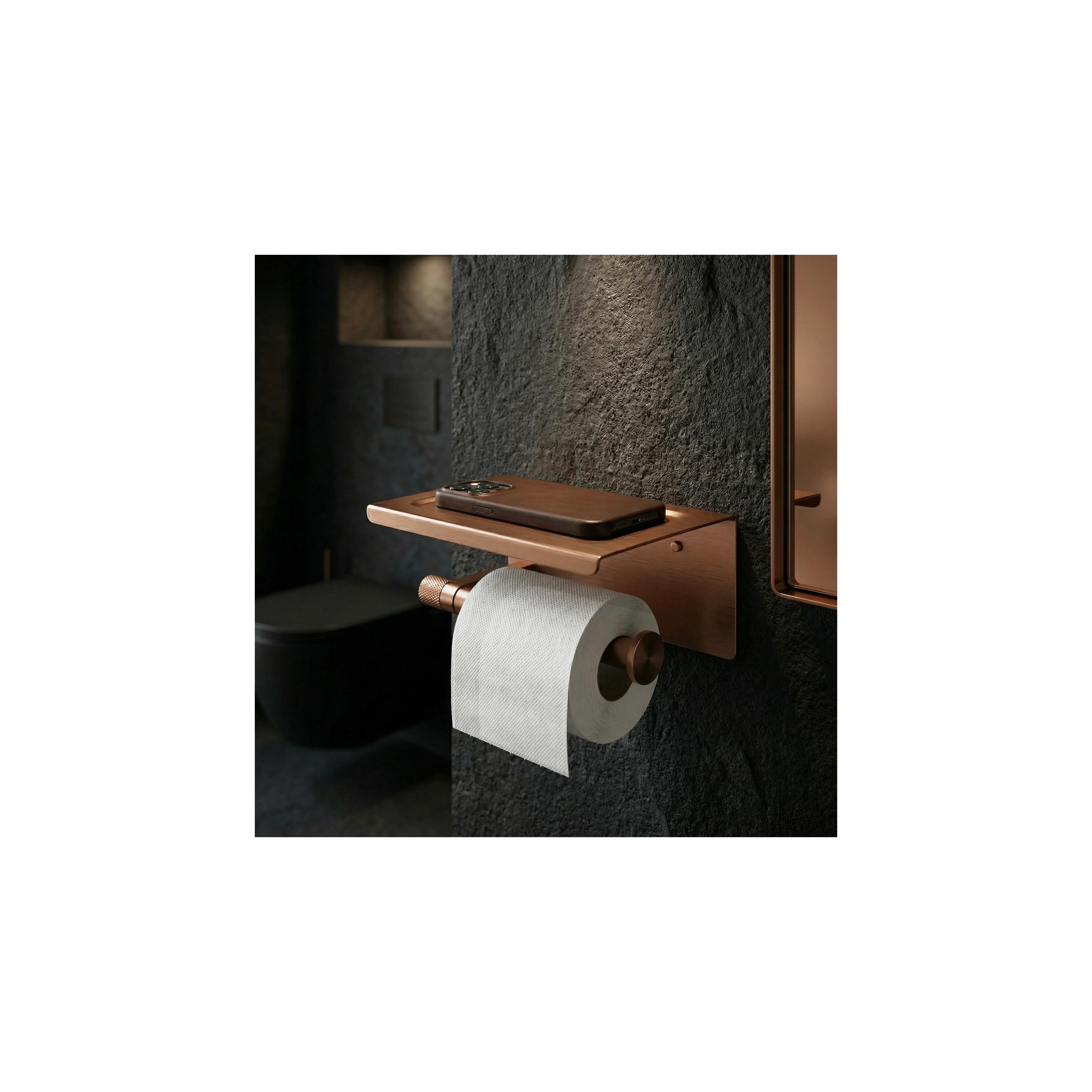 Toalettpappershållare med hylla 39105A ORI Brush Copper