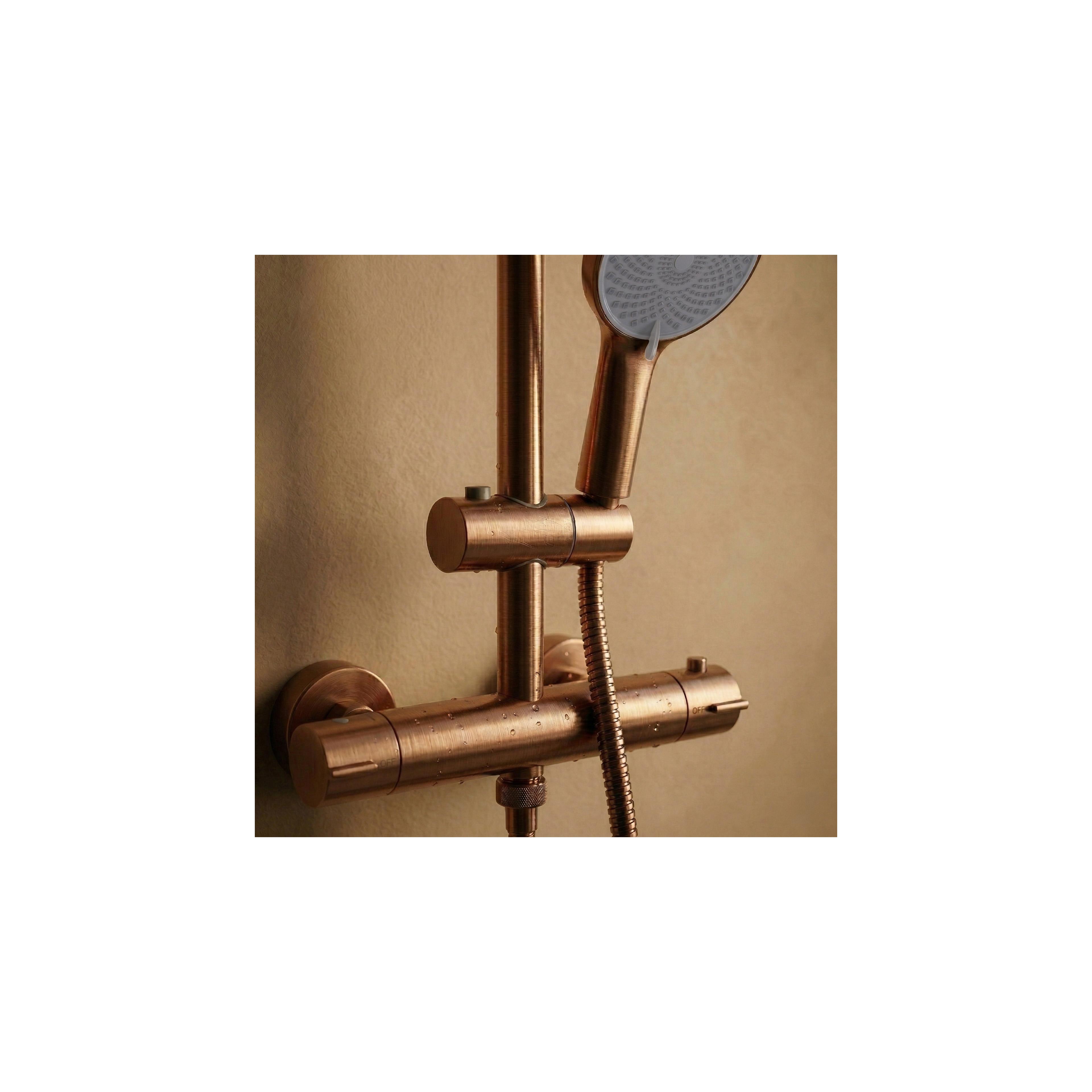 Shower set without spout with thermostat Rea Lungo Copper Brush