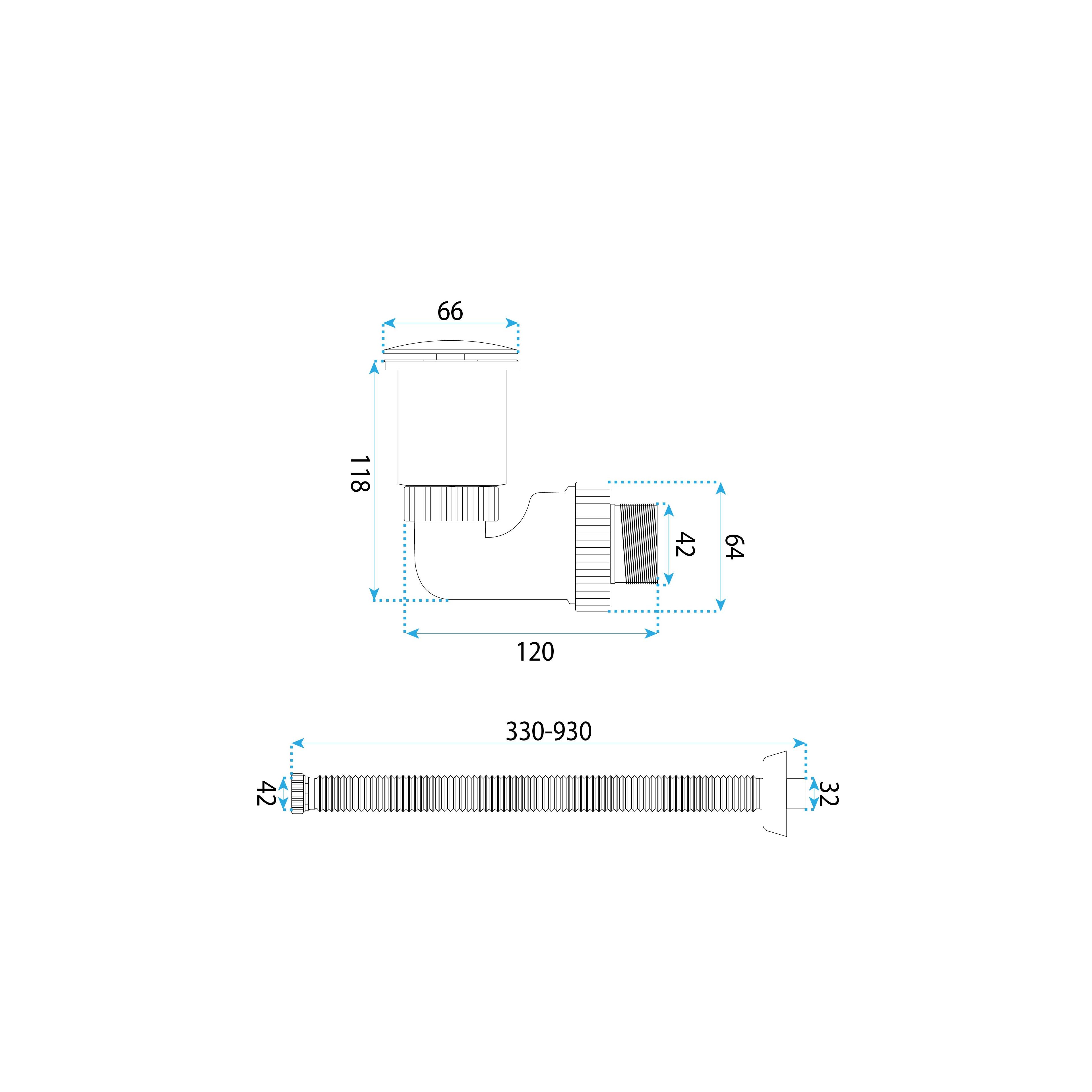 Washbasin siphon with click-clack drain REA Flow Chrome