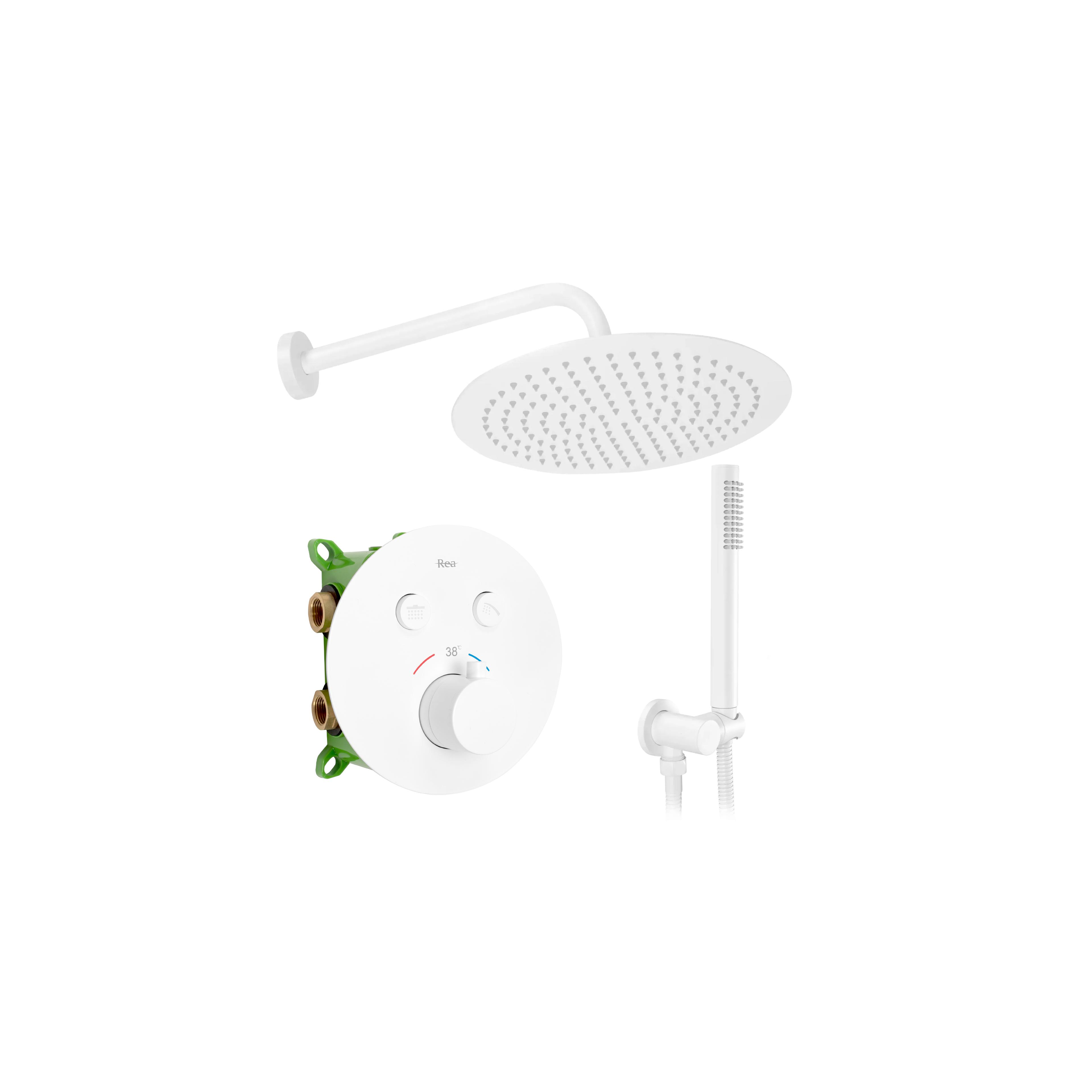Juego de ducha oculto con termostato Rea LUNGO MILER WHITE Matt BOX