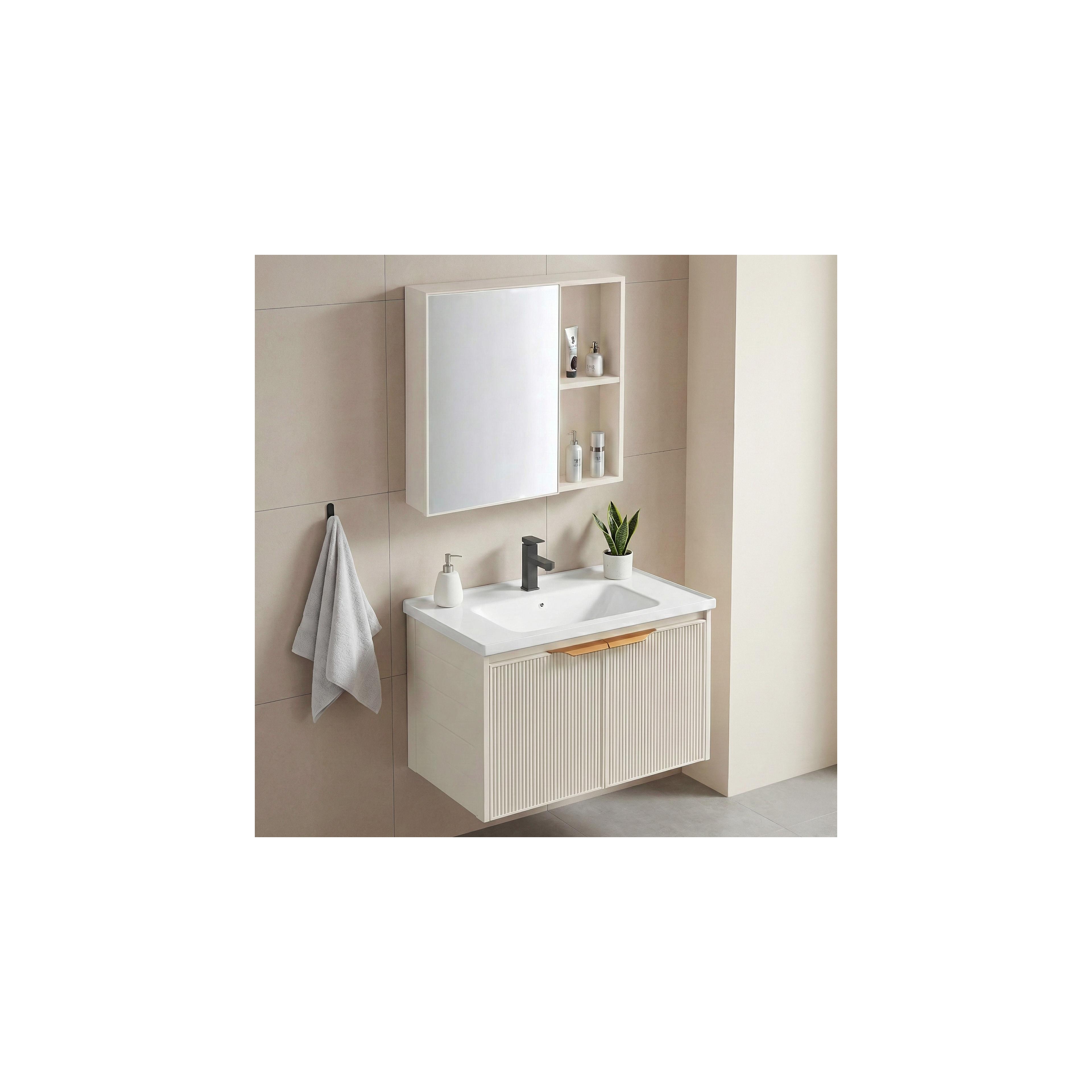Ensemble de meubles de salle de bain avec lavabo Mario 60cm Beige