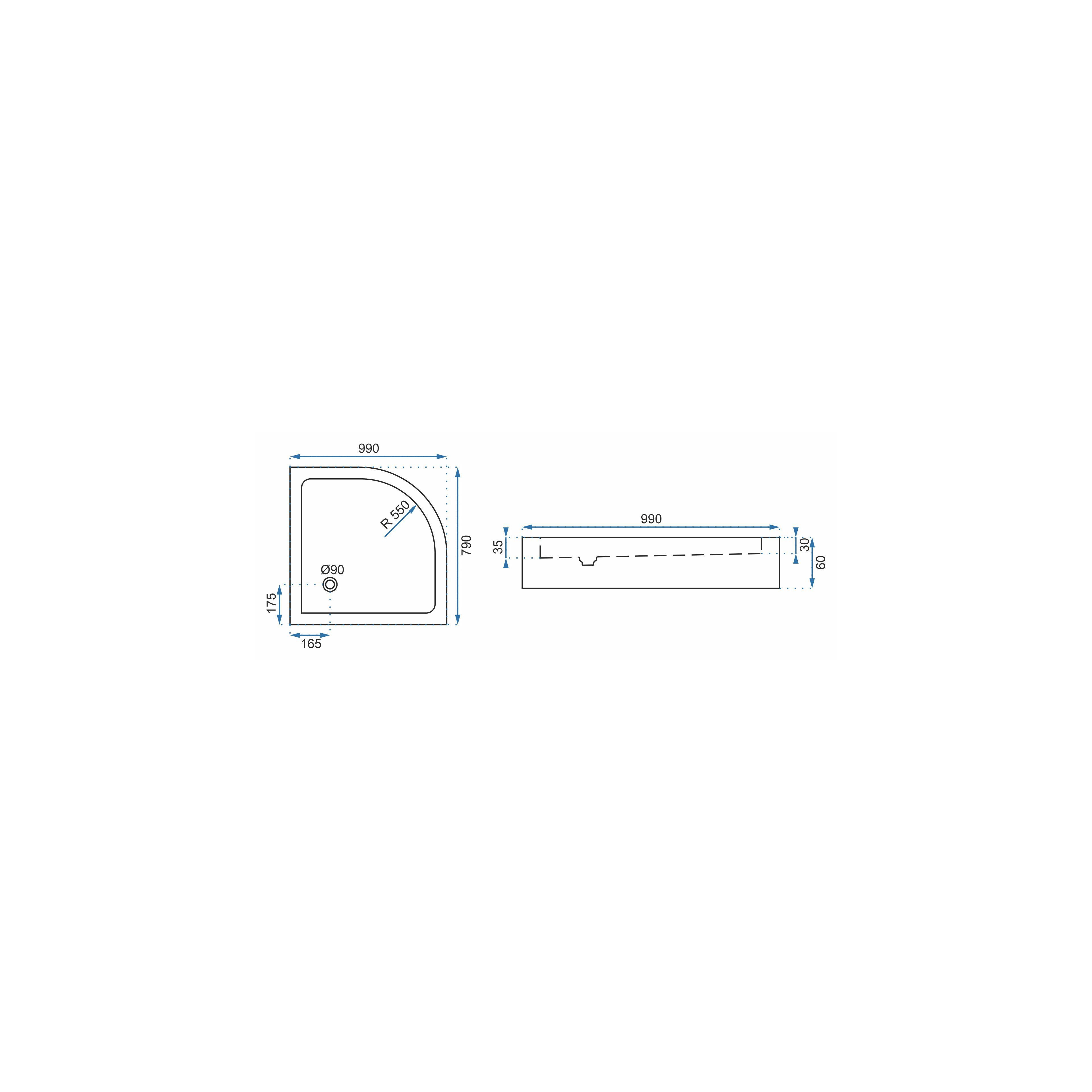 Cabina dus REA Look Chrome 80x100 + Cada de duș Look White