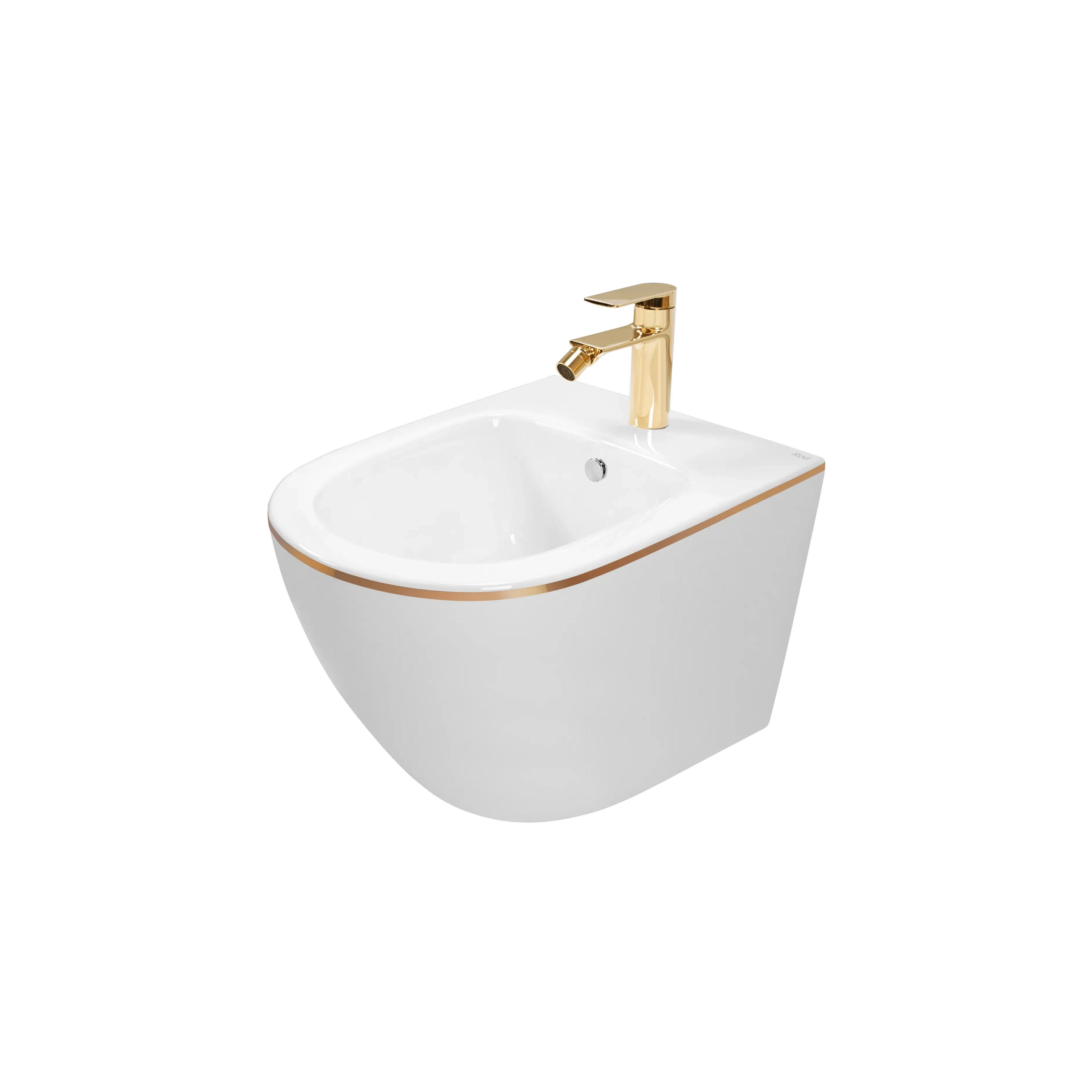 Bidet sospeso Rea Carlo Mini White Gold Edge