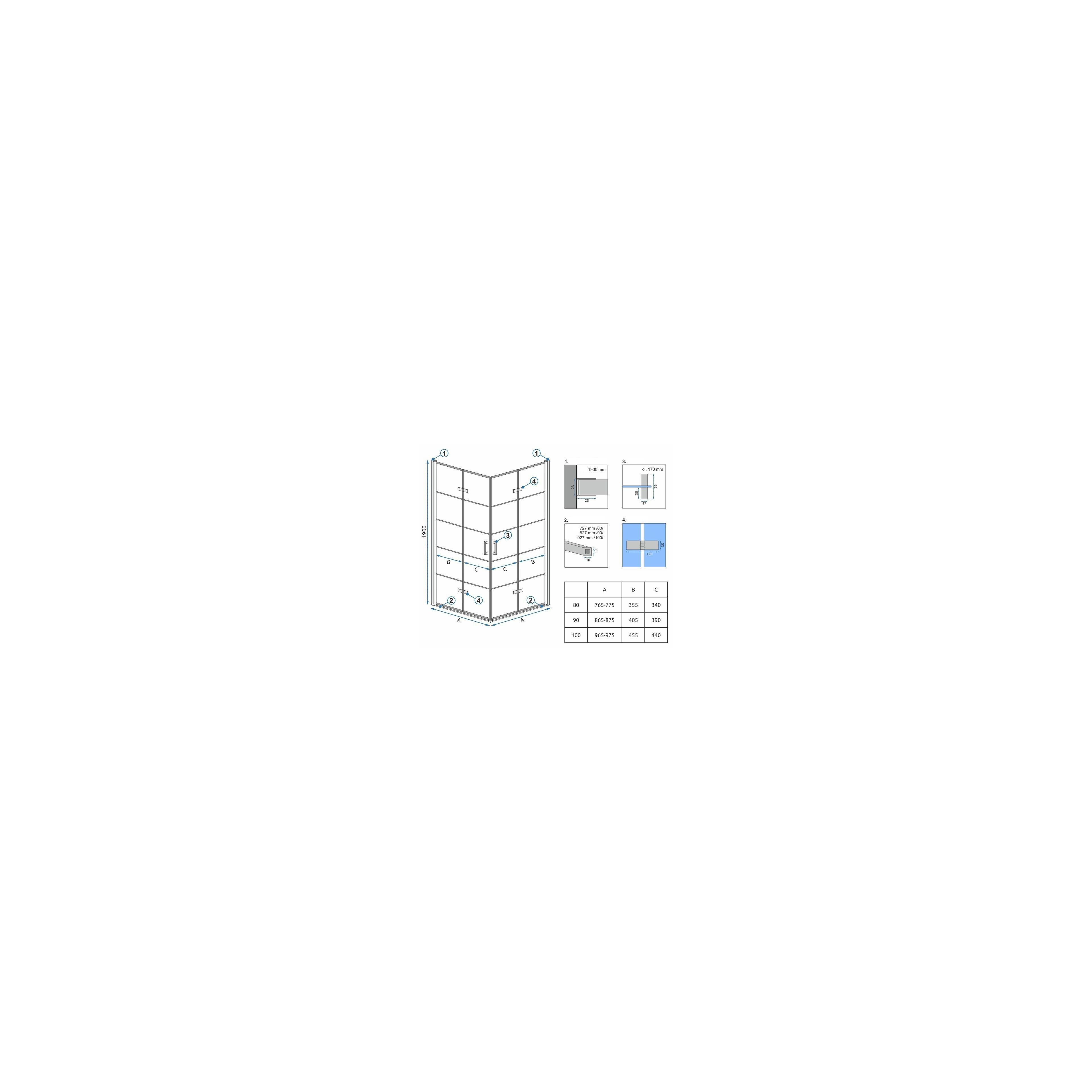 Cabina dus Rea Molier Black Double 80x100