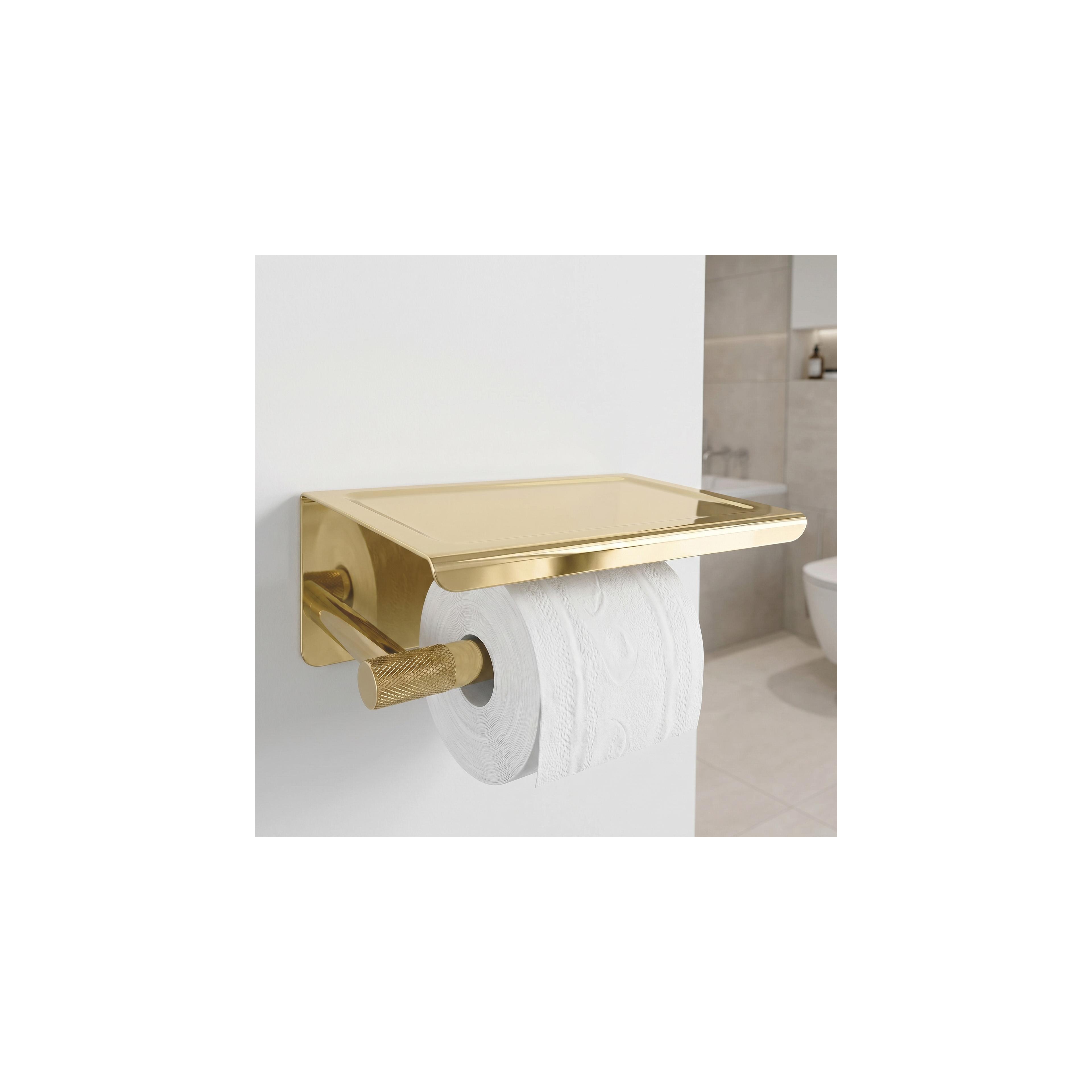 Toilet paper holder with shelf 6613 Modern Gold
