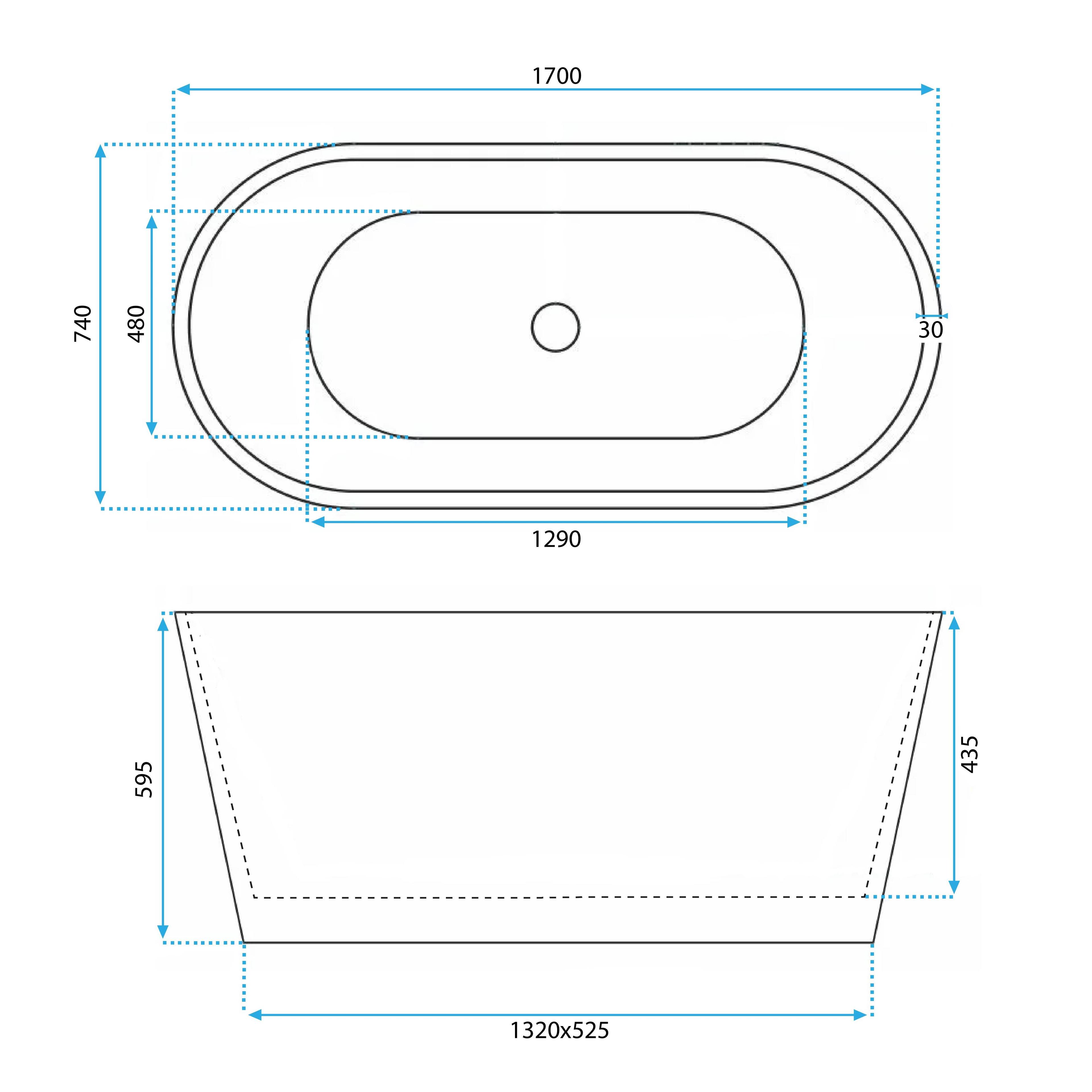 Freestanding Acrylic Bathtub OFELIA 170